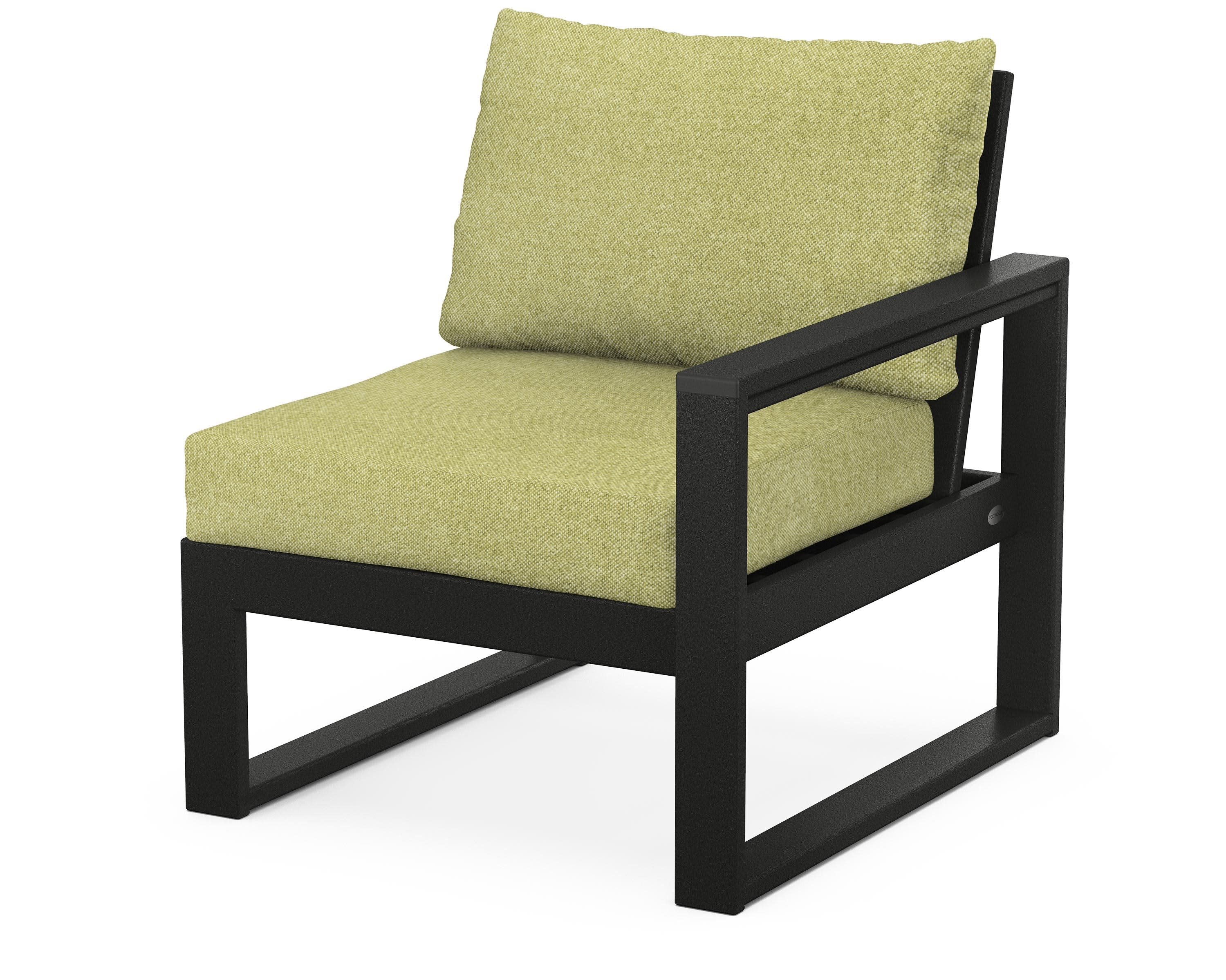 EDGE Modular Right Arm Chair in Black / Chartreuse Boucle