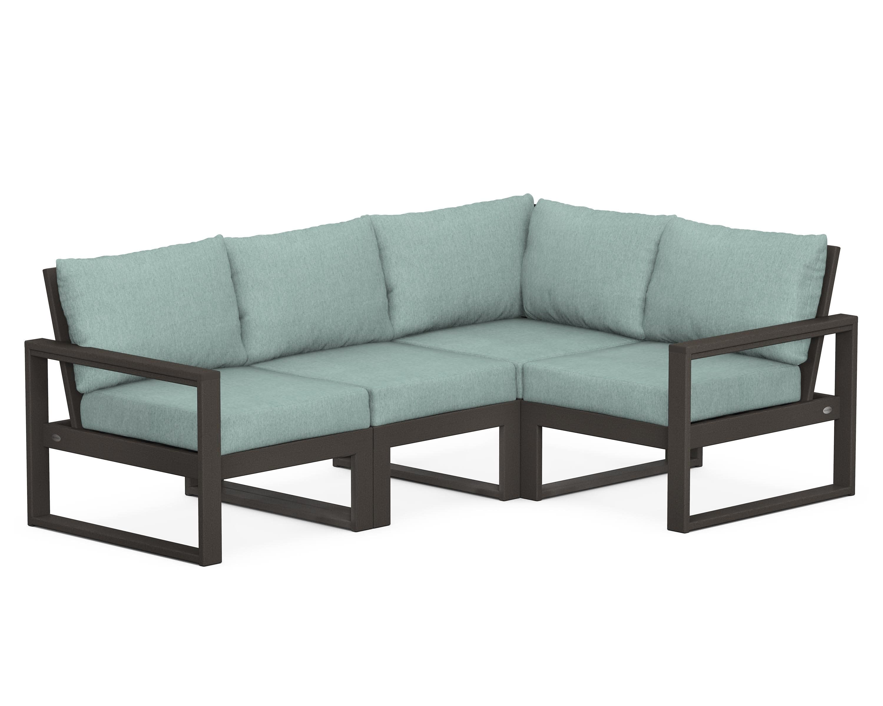 EDGE 4-Piece Modular Deep Seating Set in Vintage Coffee / Glacier Spa