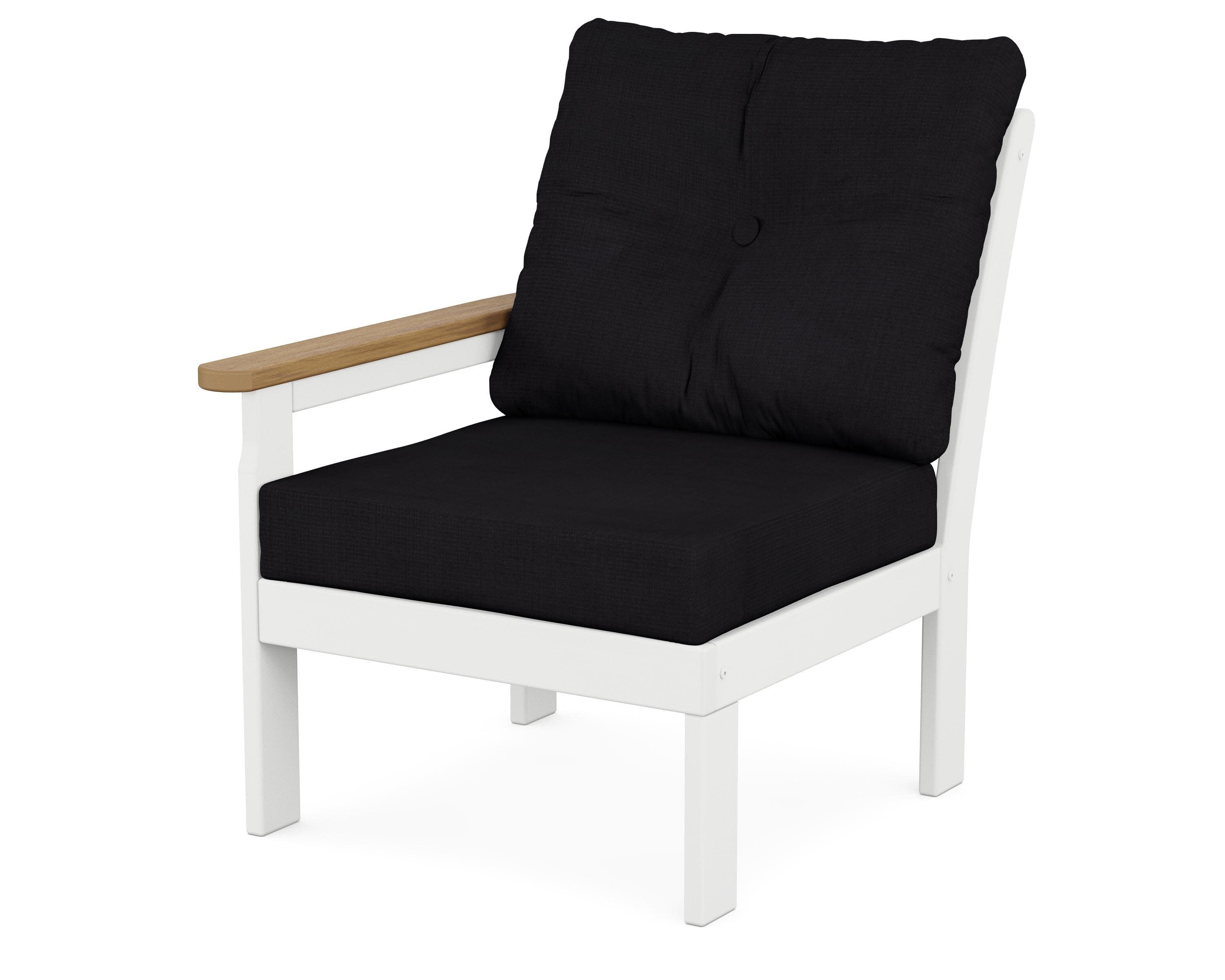 Vineyard Modular Left Arm Chair in White / Natural / Midnight Linen