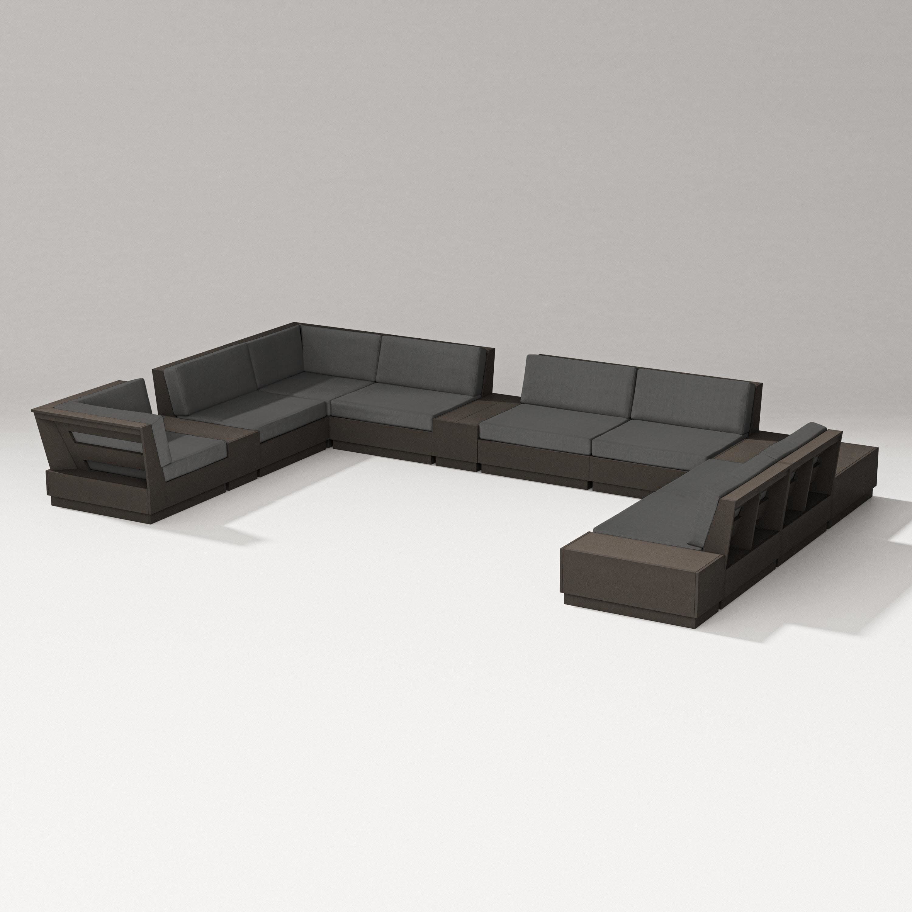 Elevate 12-Piece Conversation Sectional Set in Vintage Coffee / Spectrum Carbon