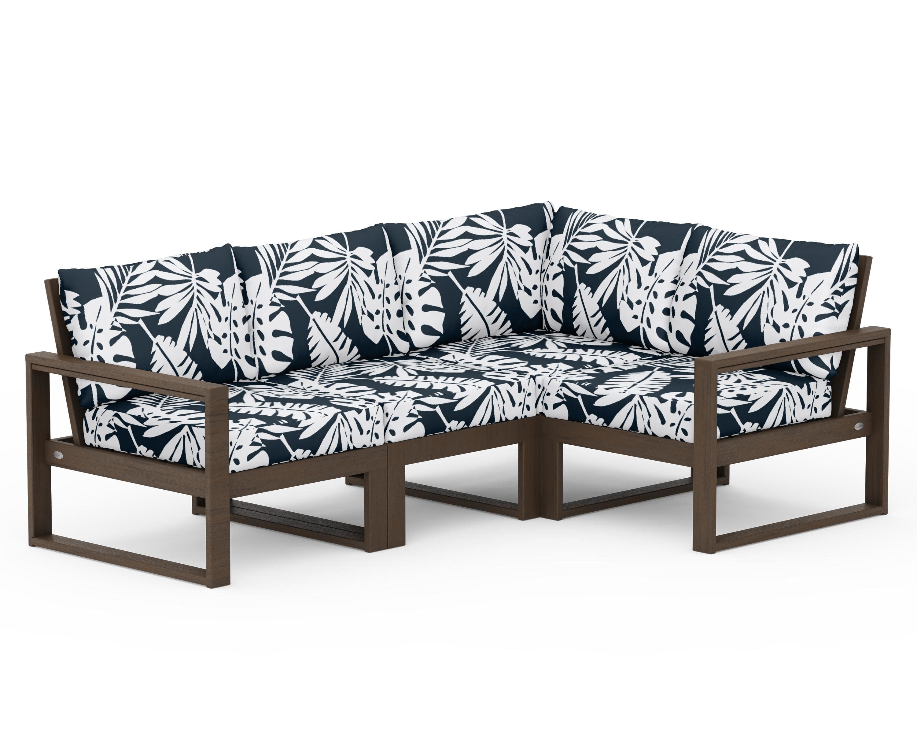 EDGE 4-Piece Modular Deep Seating Set in Kona / Leaf Marine Indigo