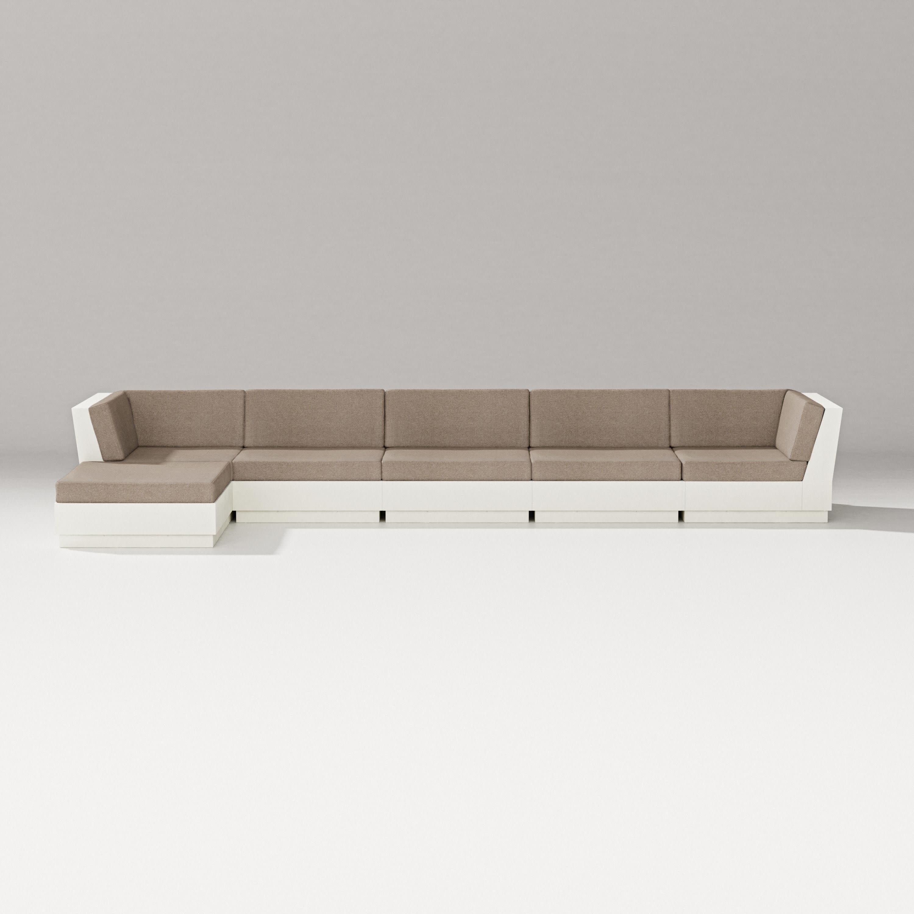 Elevate 6-Piece Chaise Sectional in Vintage White / Spiced Burlap