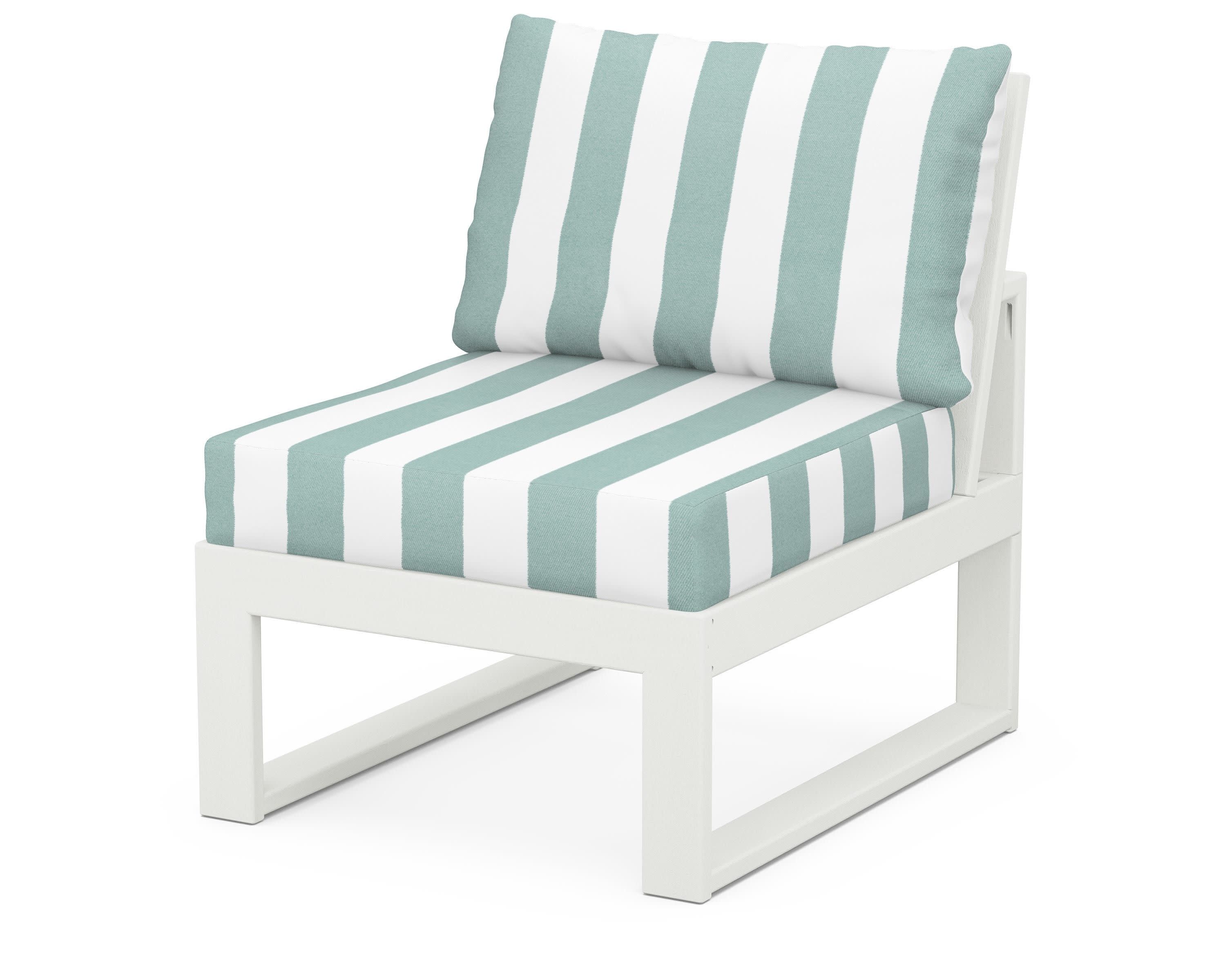 Modular Armless Chair in Vintage White / Cabana Stripe Glacier Spa