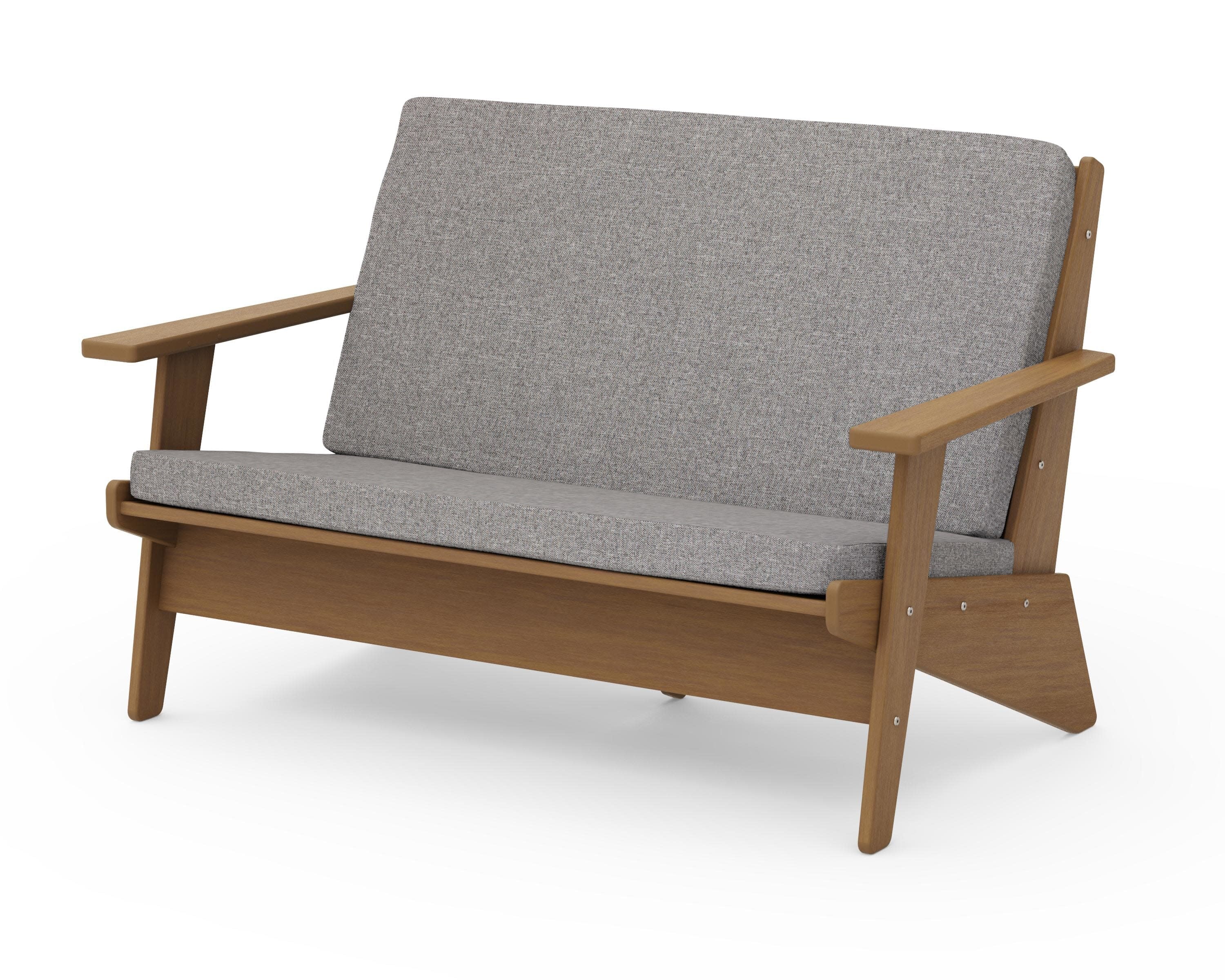 Riviera Modern Lounge Loveseat in Natural / Grey Mist