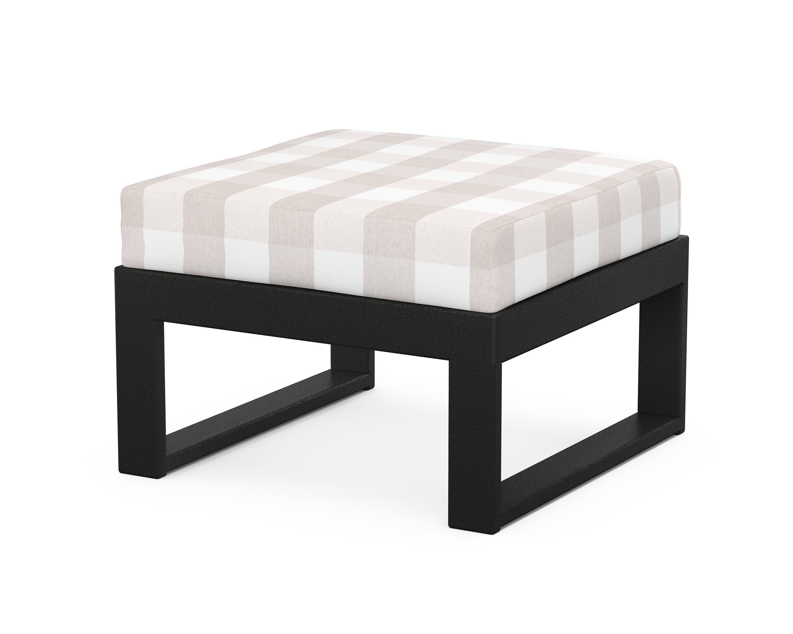 Modular Ottoman - Modern in Black / Buffalo Plaid Dune Burlap