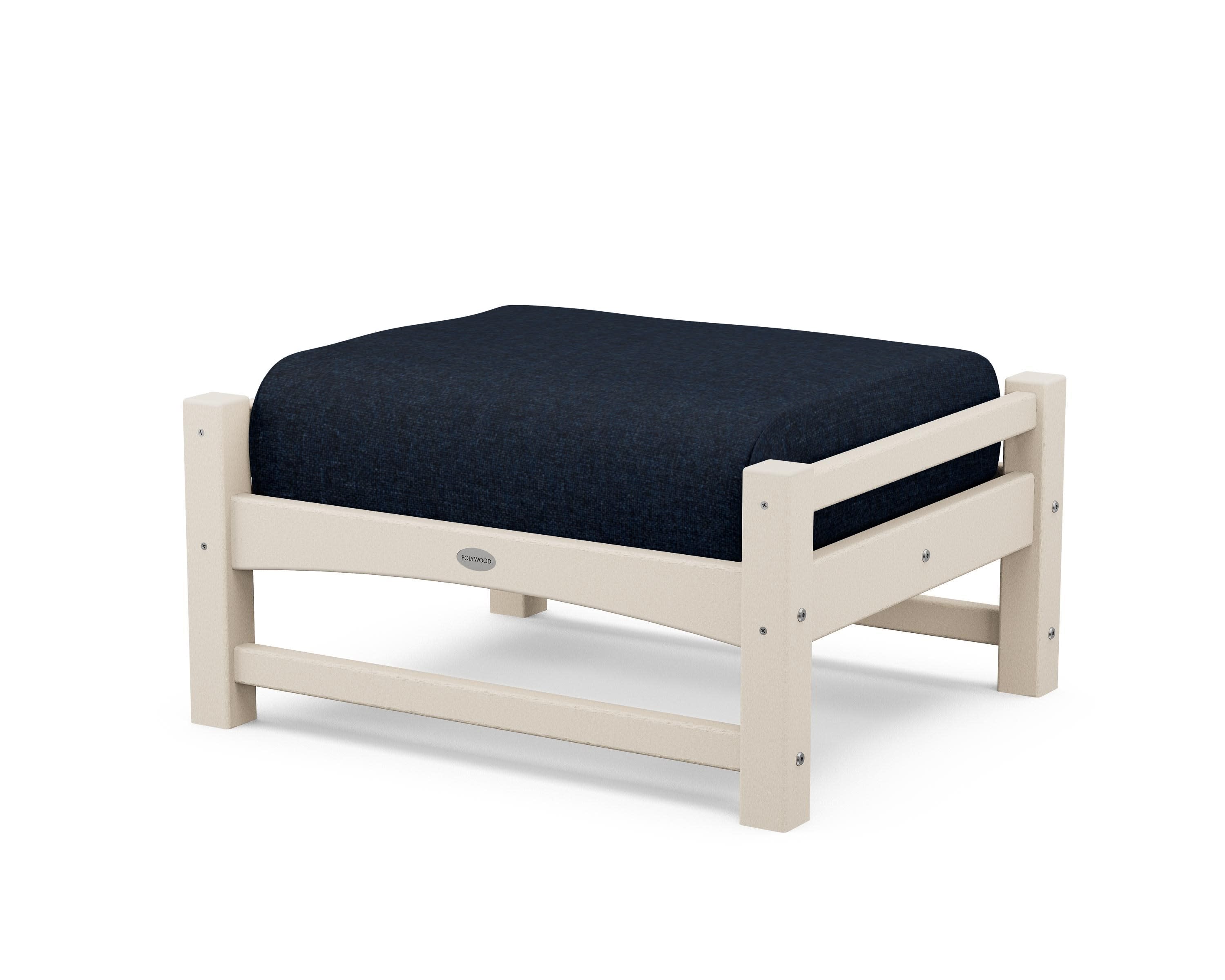 Club Ottoman in Sand / Marine Indigo
