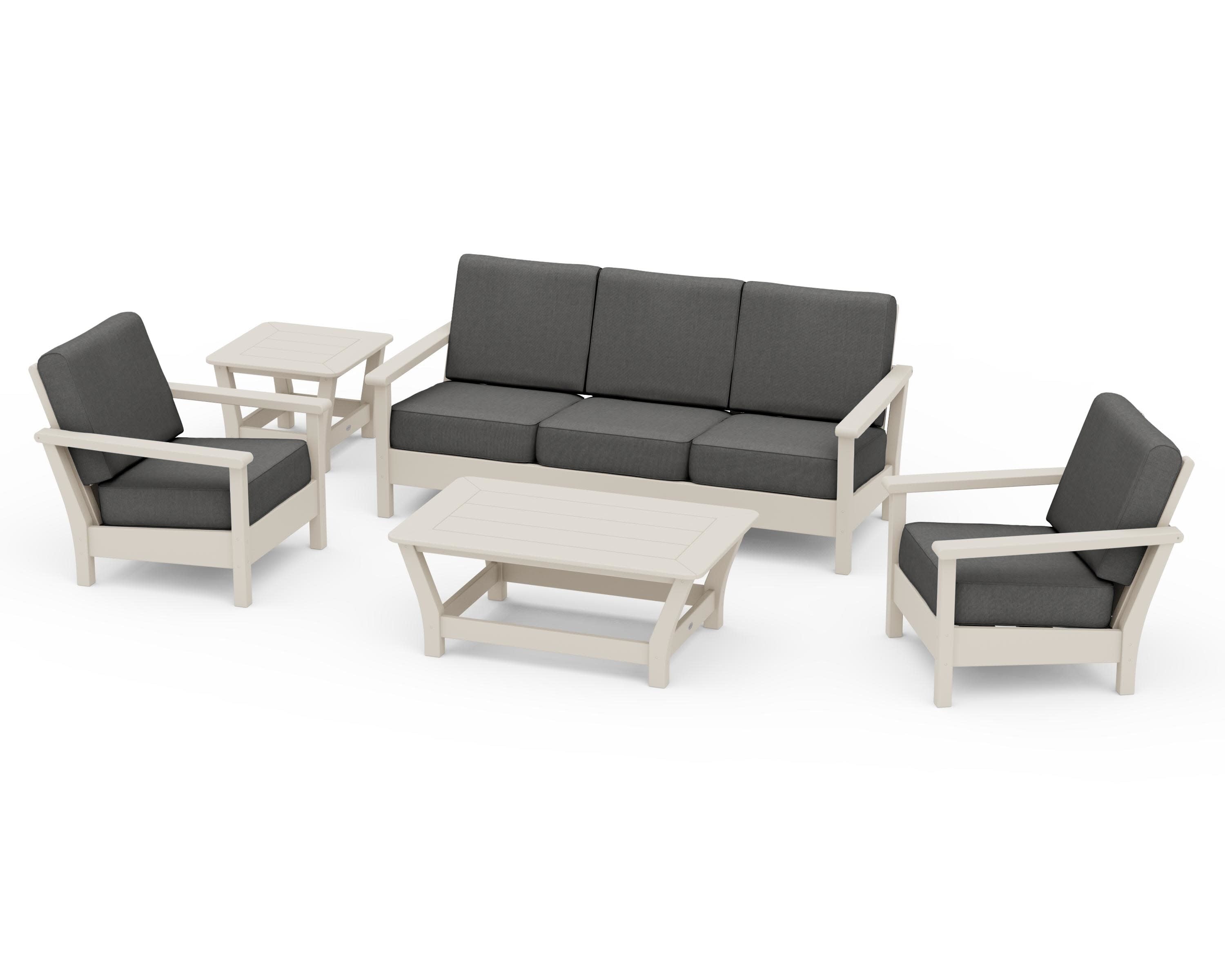 Harbour 5-Piece Deep Seating Set in Sand / Spectrum Carbon