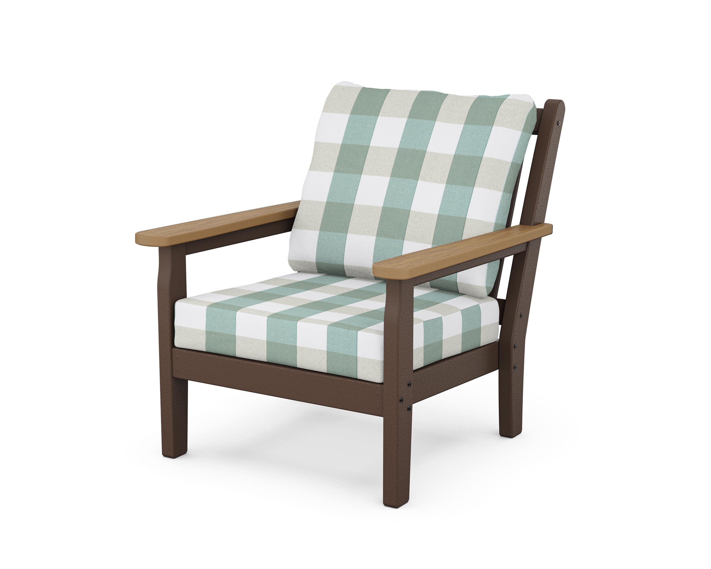 Chippendale Deep Seating Chair in Mahogany / Natural / Buffalo Plaid Glacier Spa