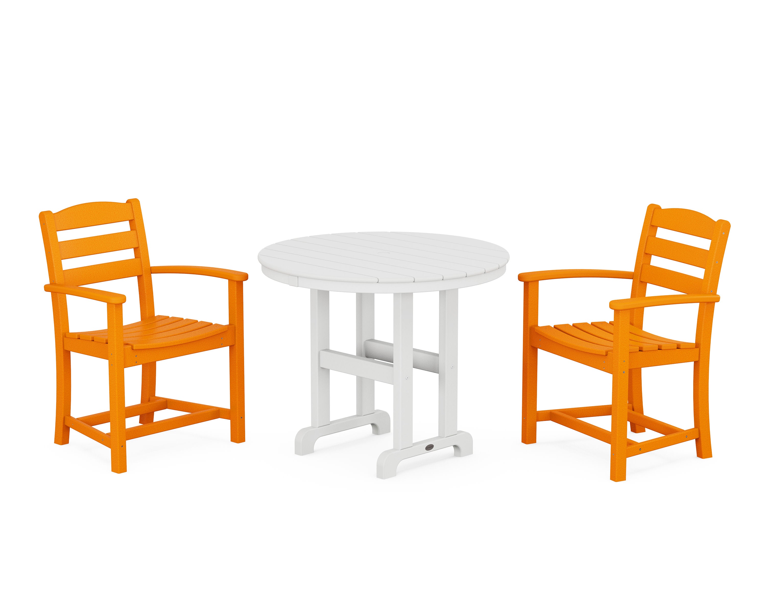 La Casa Caf 3-Piece Round Dining Set in Tangerine / White
