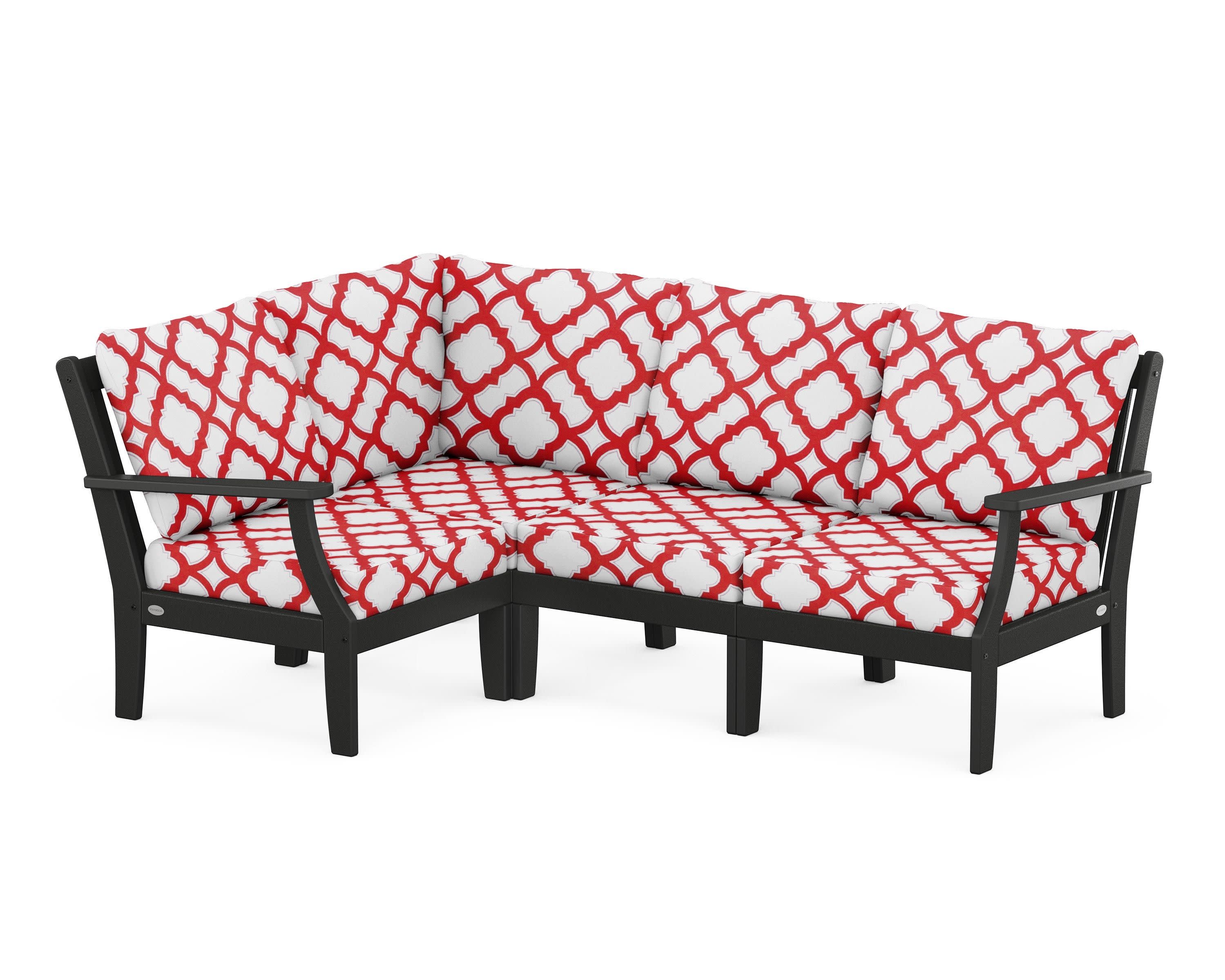 Braxton Modular 4-Piece Deep Seating Set in Black / Trellis Crimson