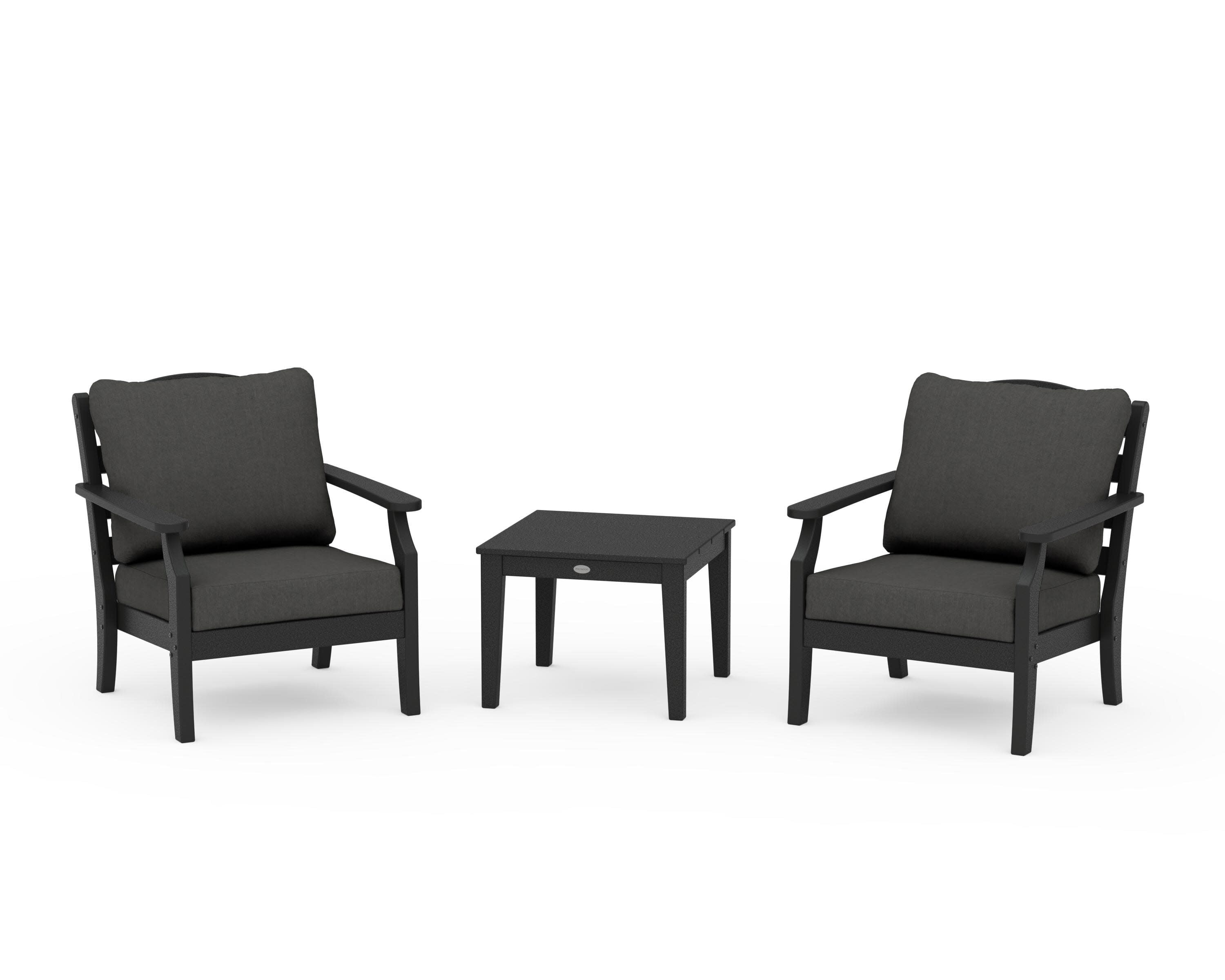 Savannah 3-Piece Deep Seating Set in Black / Spectrum Carbon