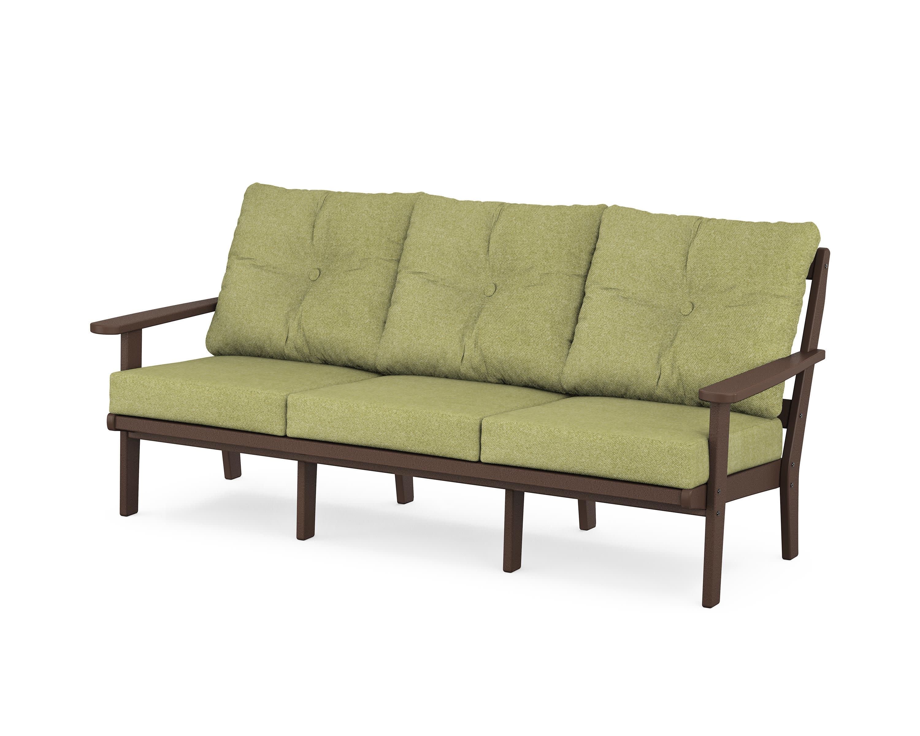 Mission Deep Seating Sofa in Mahogany / Chartreuse Boucle