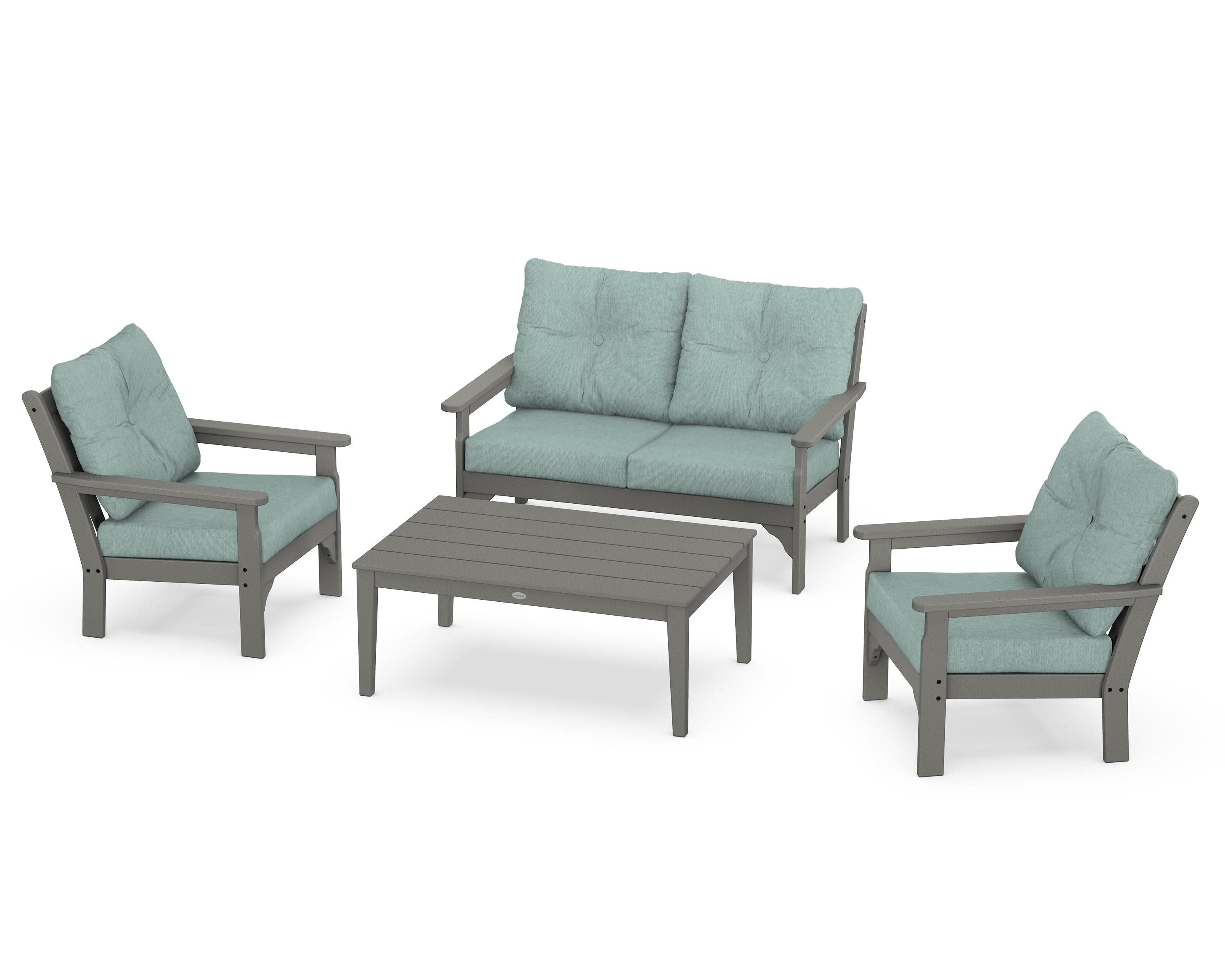 Vineyard 4-Piece Deep Seating Set in Slate Grey / Glacier Spa