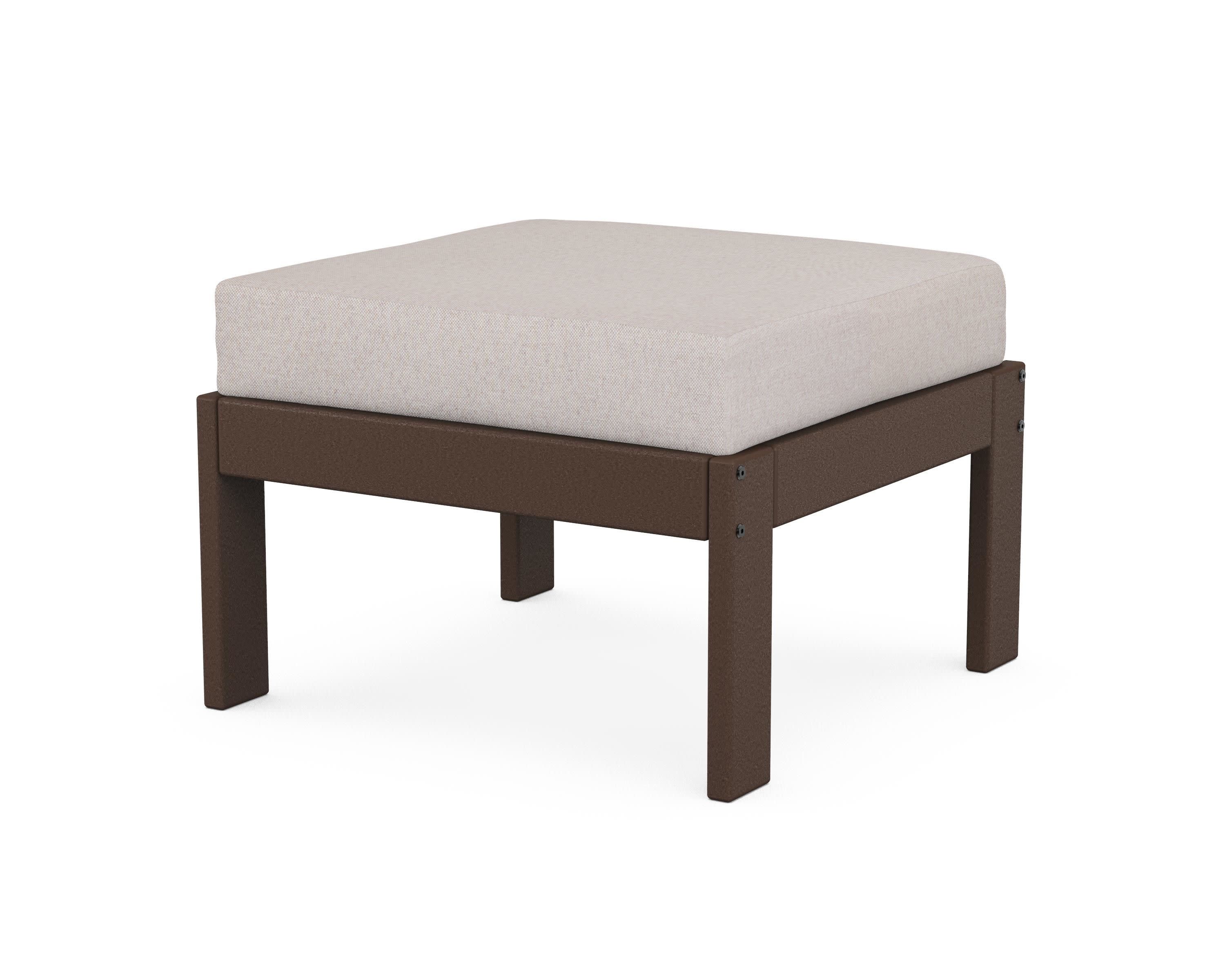 Vineyard Modular Ottoman in Mahogany / Dune Burlap