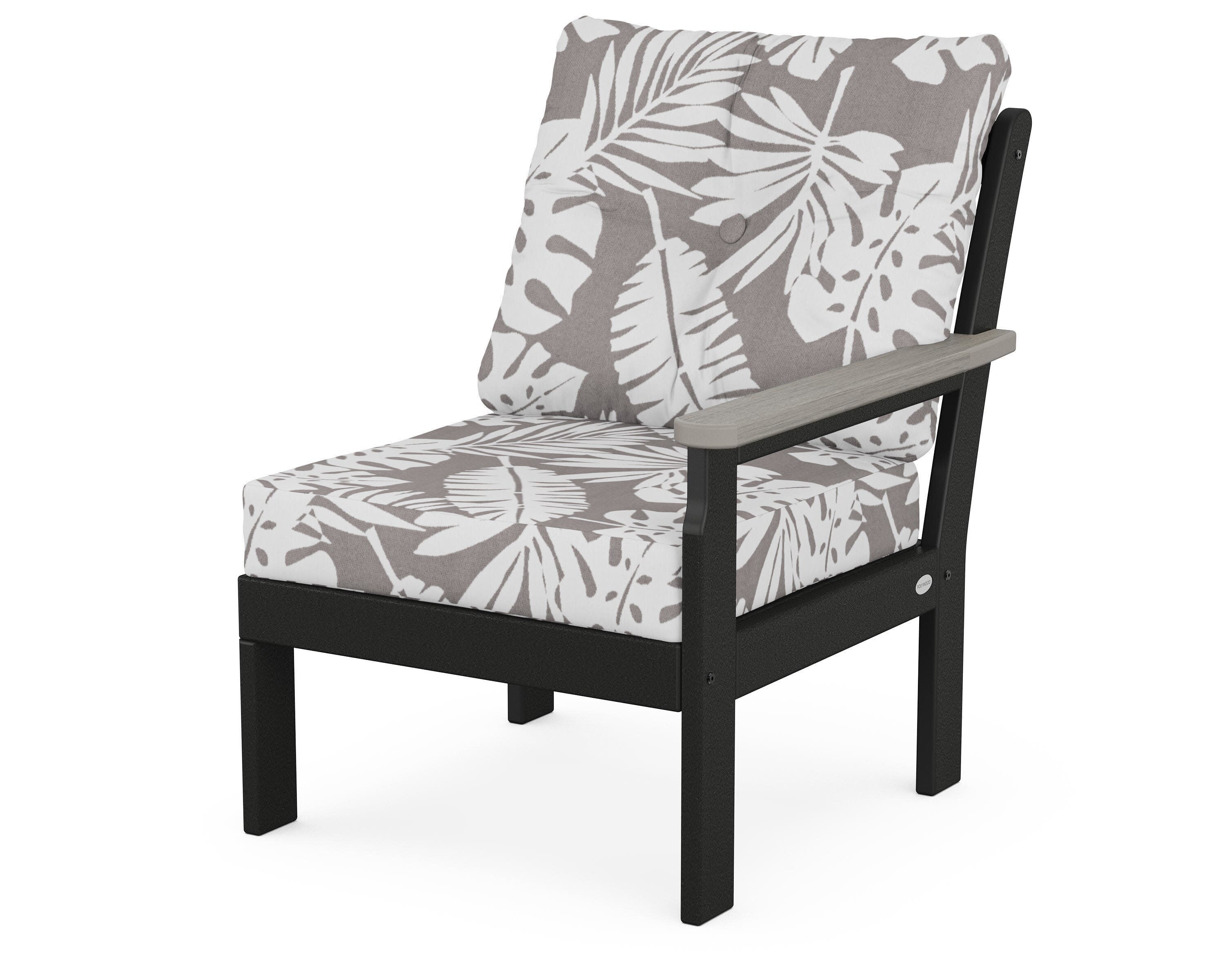 Vineyard Modular Right Arm Chair in Black / Driftwood / Leaf Grey Mist