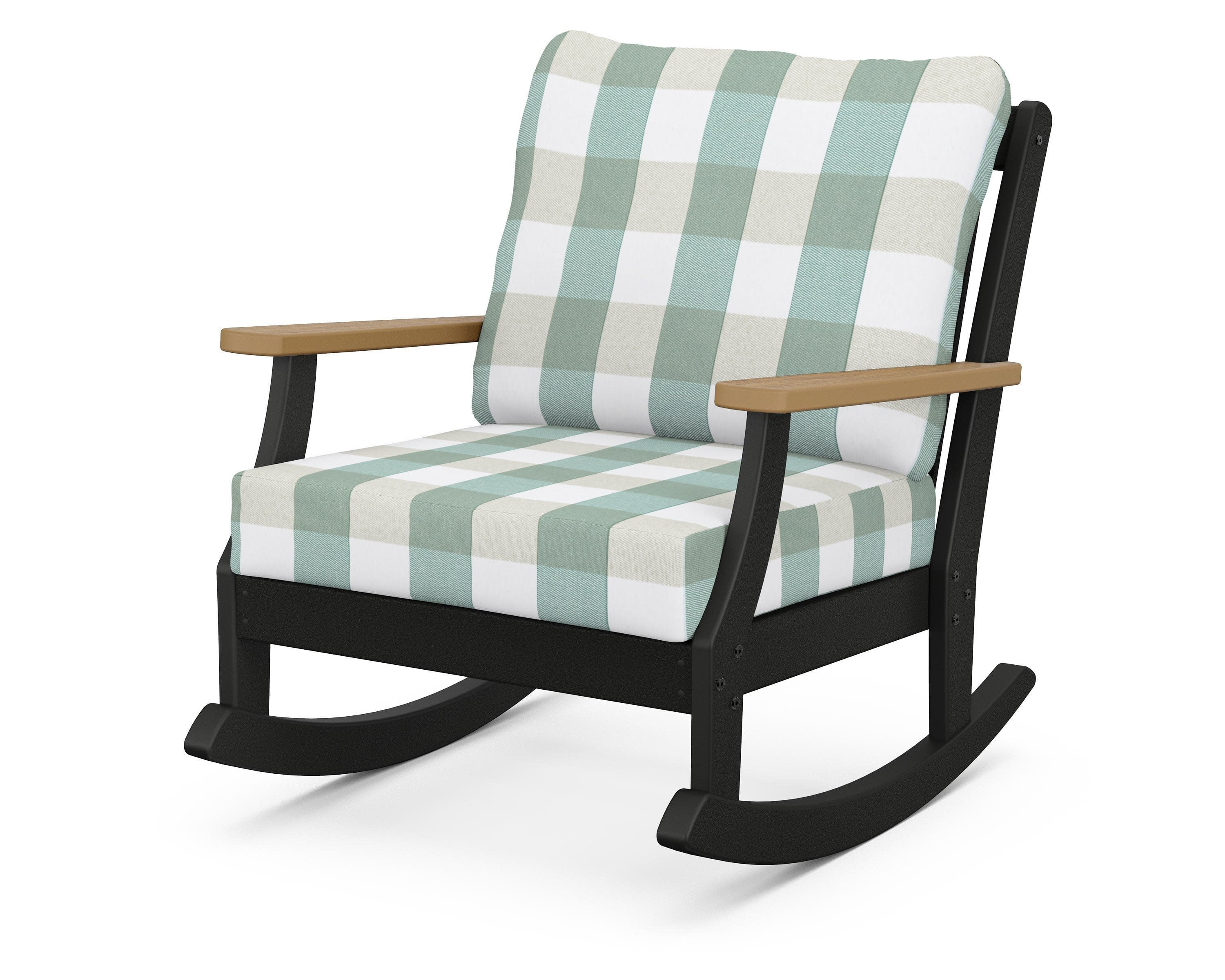 Braxton Deep Seating Rocking Chair in Black / Natural / Buffalo Plaid Glacier Spa