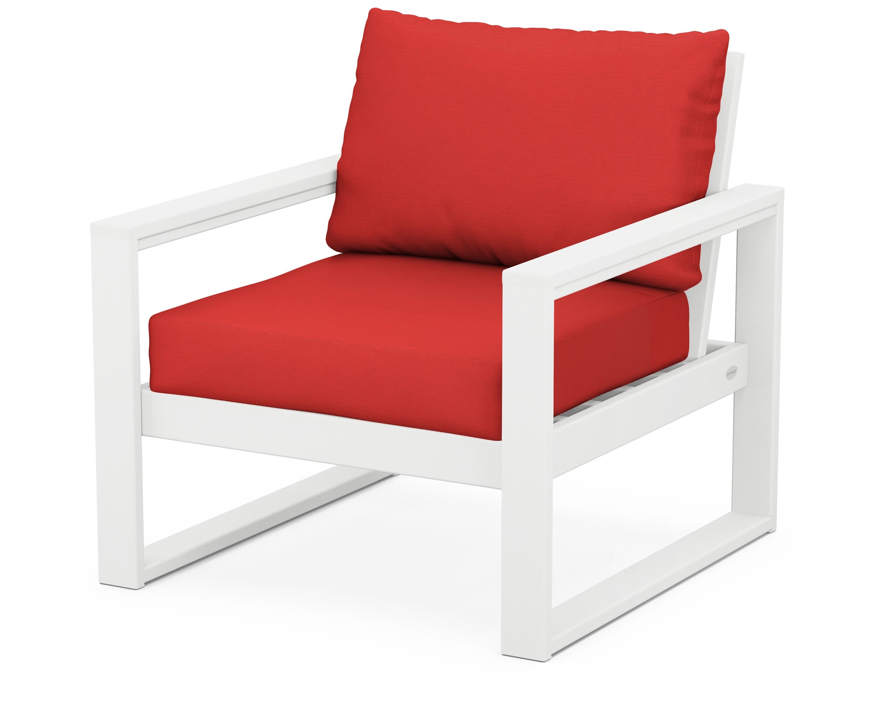 EDGE Club Chair in White / Crimson Linen