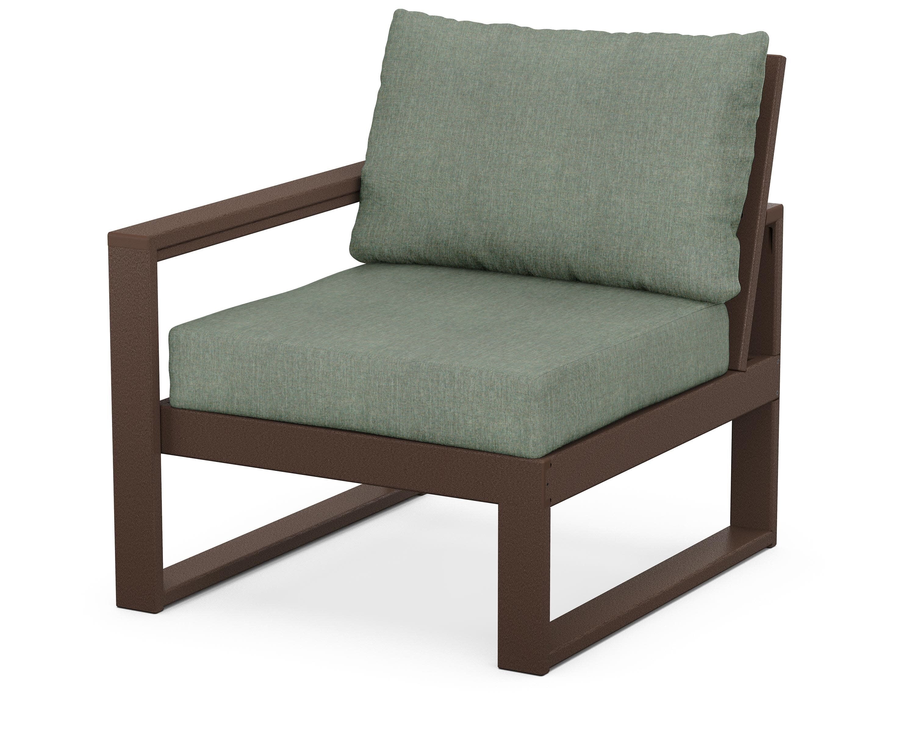 EDGE Modular Left Arm Chair in Mahogany / Cast Sage