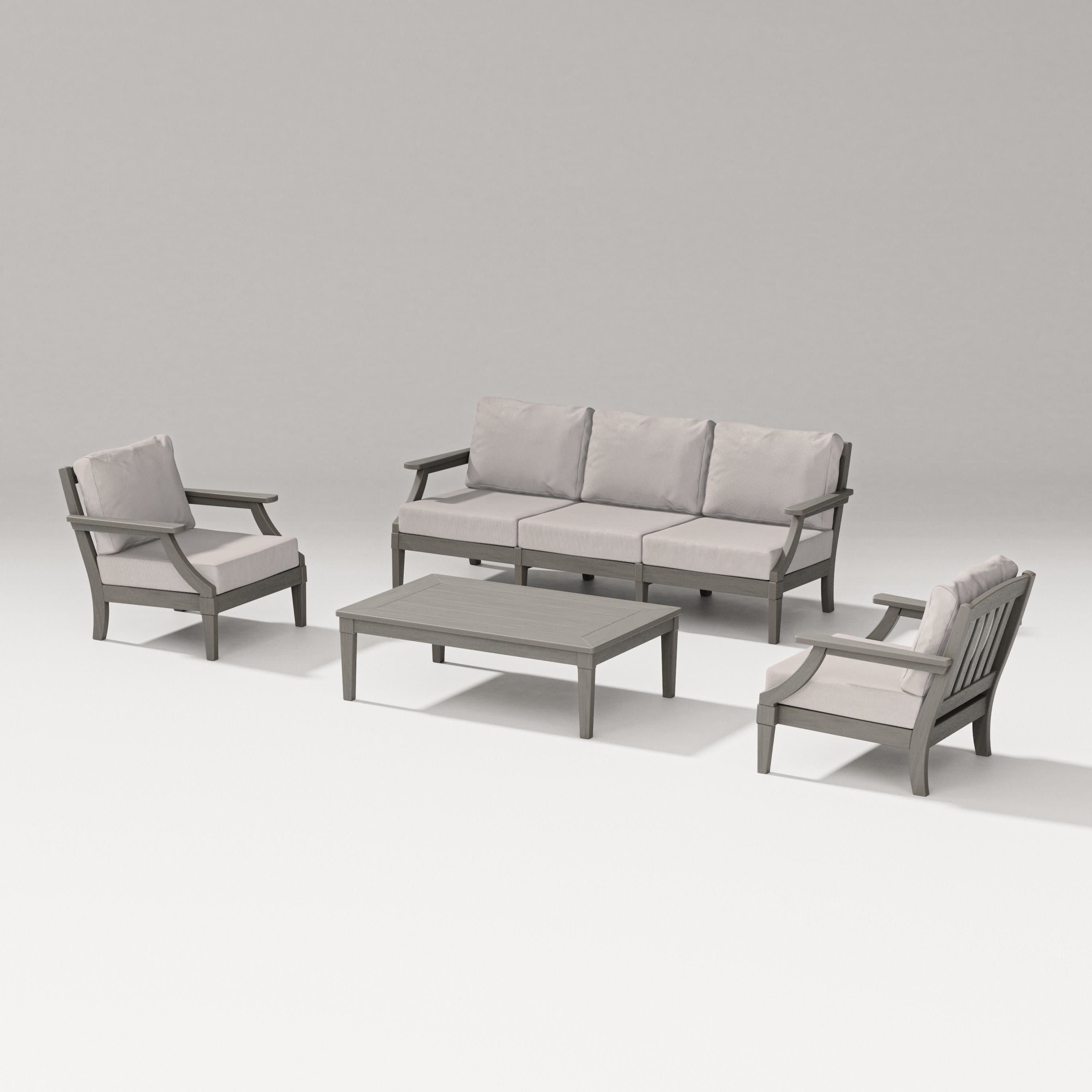 Estate 4-Piece Lounge Sofa Set in Driftwood / Dune Burlap