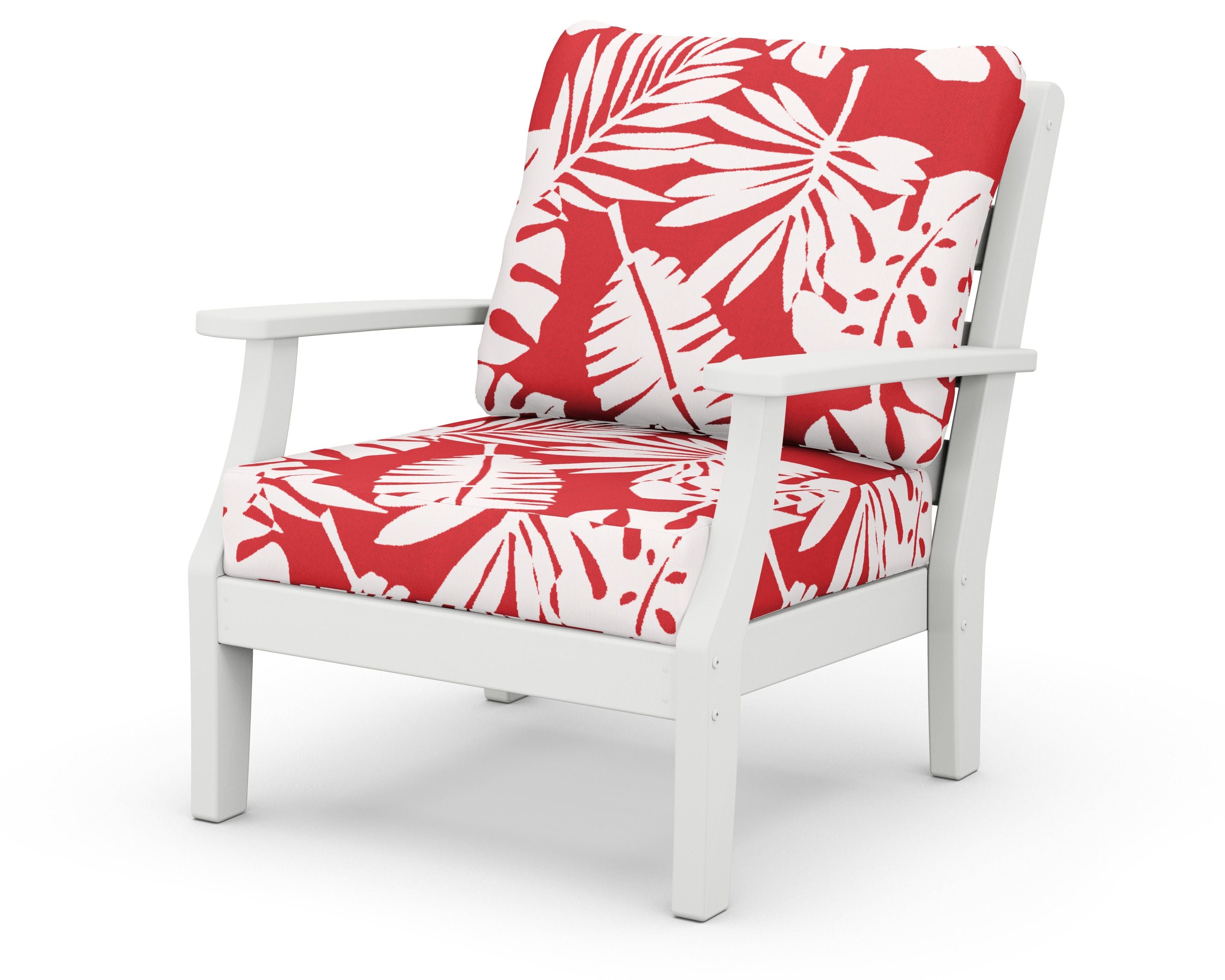 Chesapeake Deep Seating Chair in White / Leaf Crimson