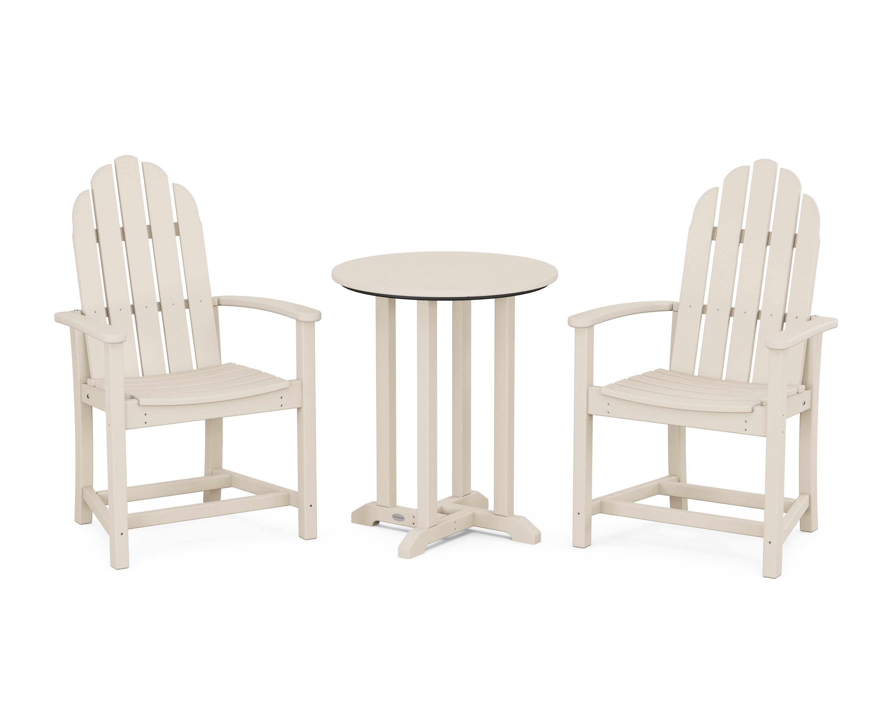 Classic Adirondack 3-Piece Round Bistro Dining Set in Sand