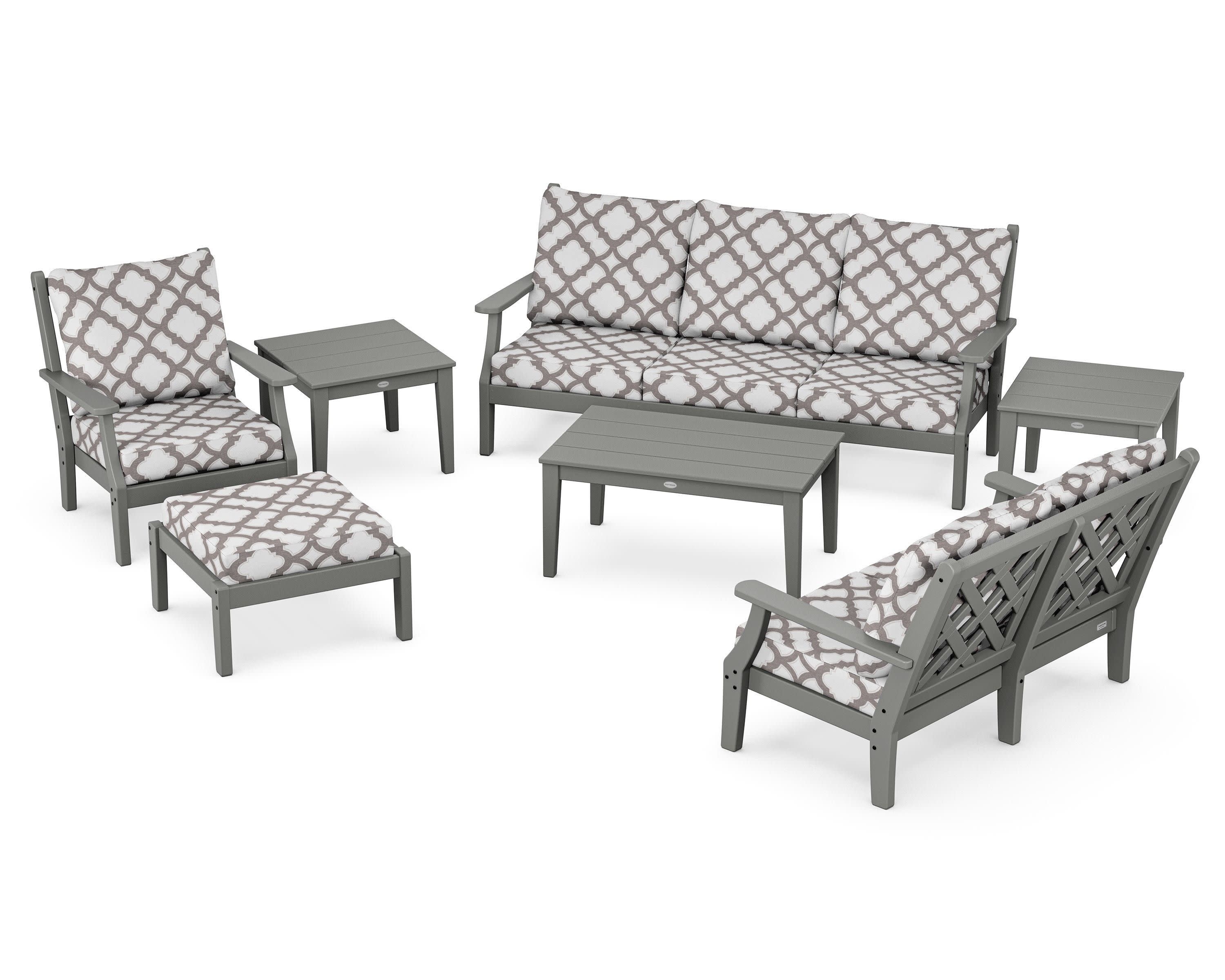 Wovendale 7-Piece Deep Seating Set in Slate Grey / Trellis Grey Mist