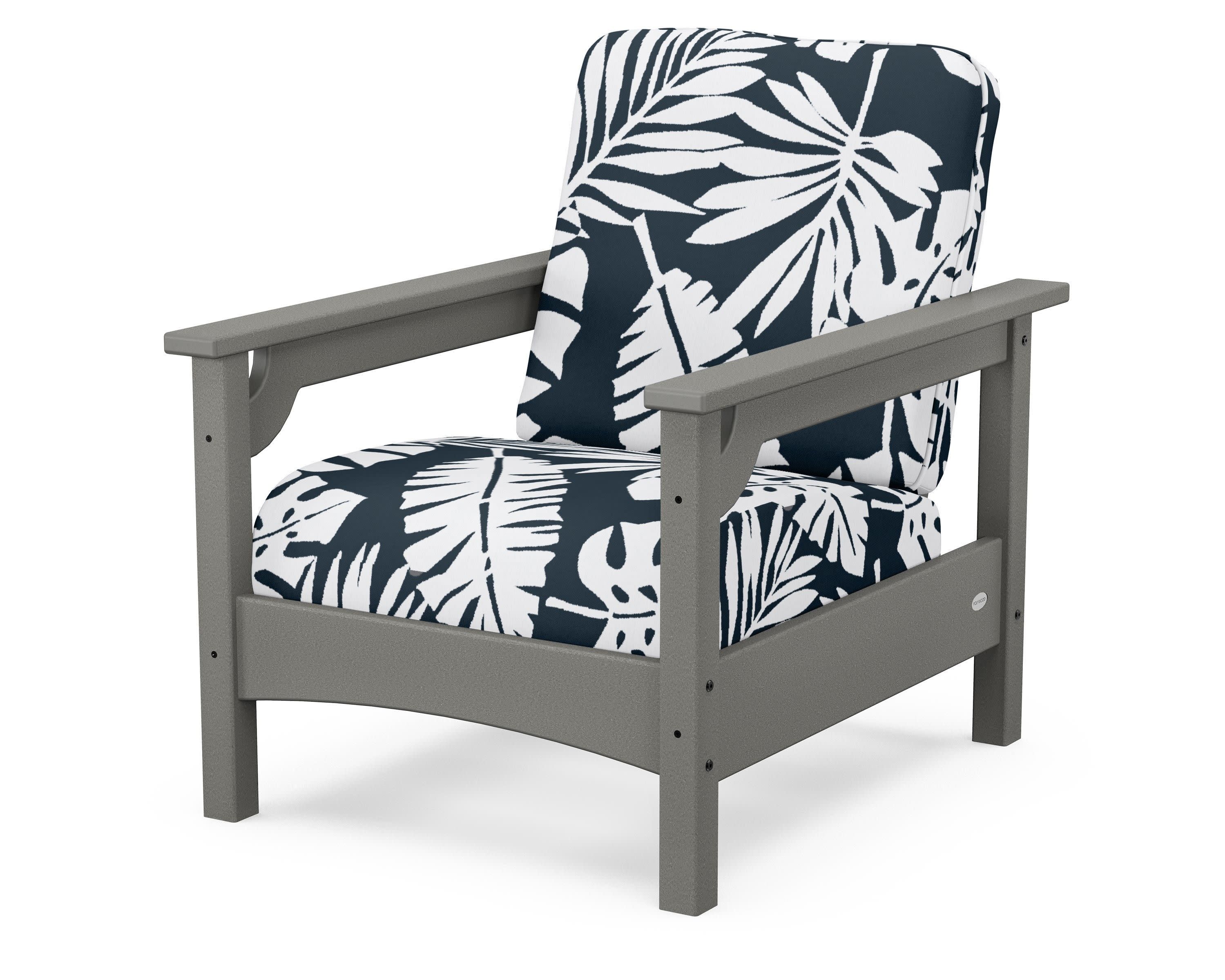 Club Chair in Slate Grey / Leaf Marine Indigo