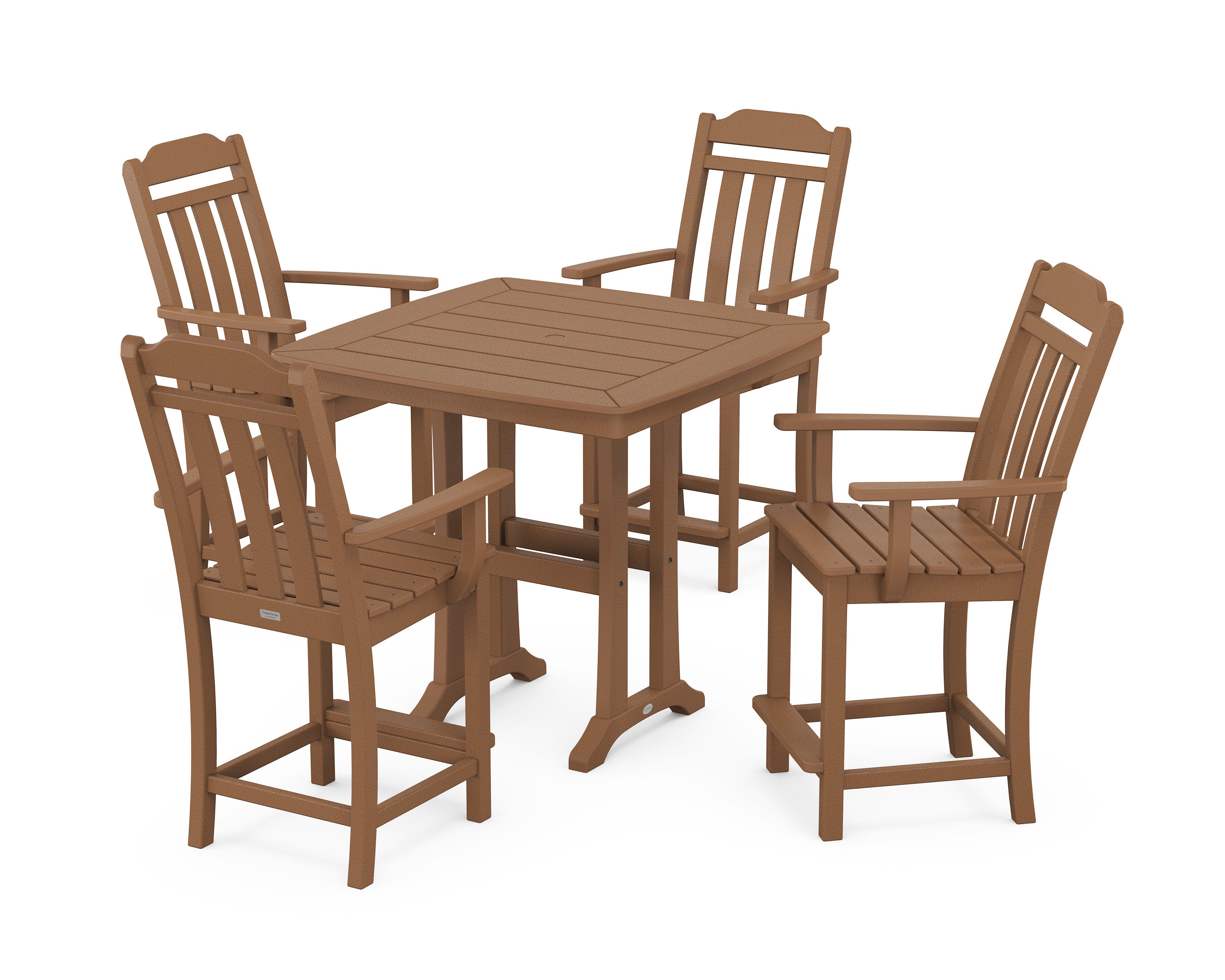 Cottage 5-Piece Counter Set with Trestle Legs in Teak