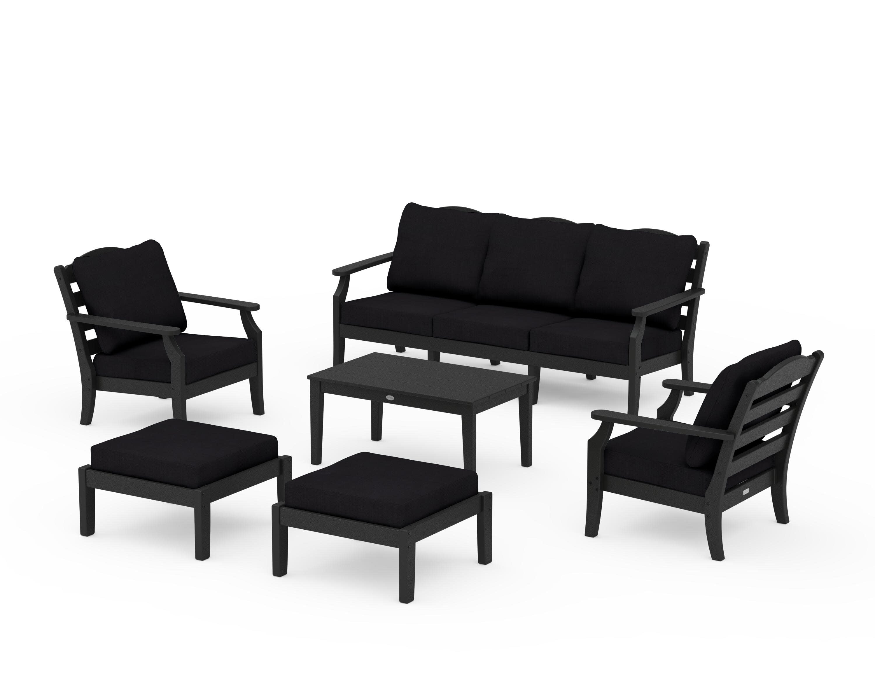 Savannah 6-Piece Lounge Sofa Set in Black / Midnight Linen