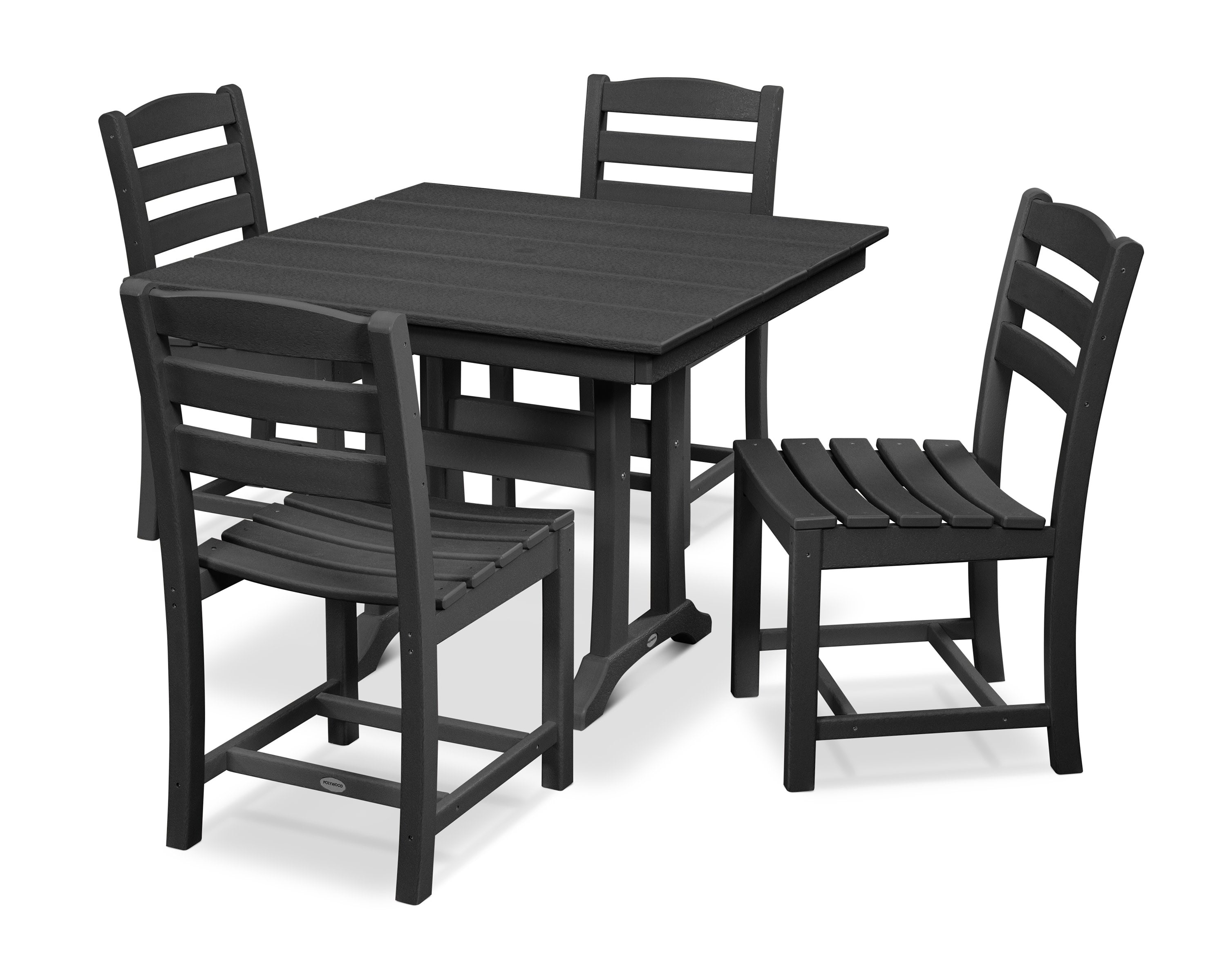 La Casa Caf 5-Piece Farmhouse Trestle Side Chair Dining Set in Black