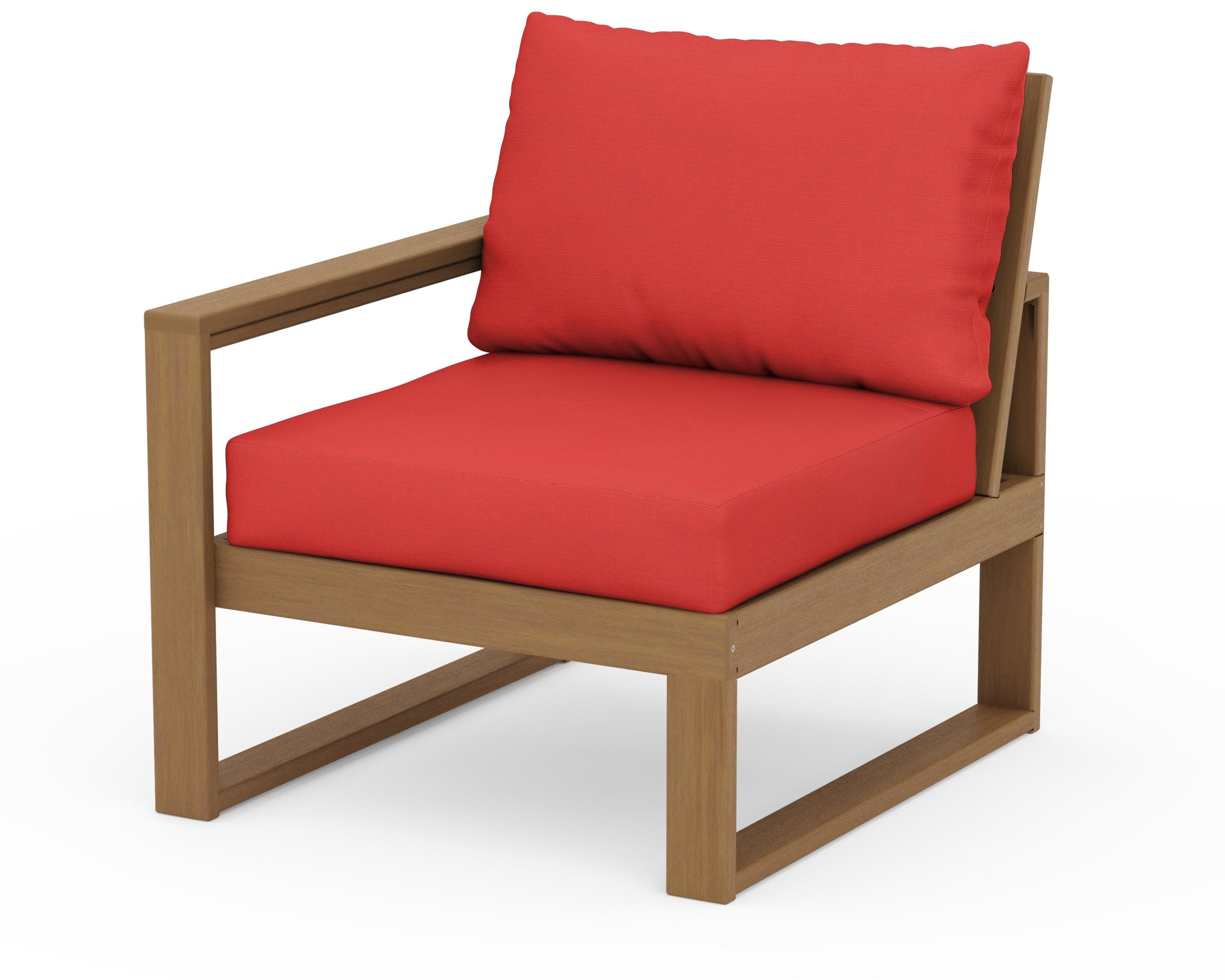 EDGE Modular Left Arm Chair in Natural / Crimson Linen