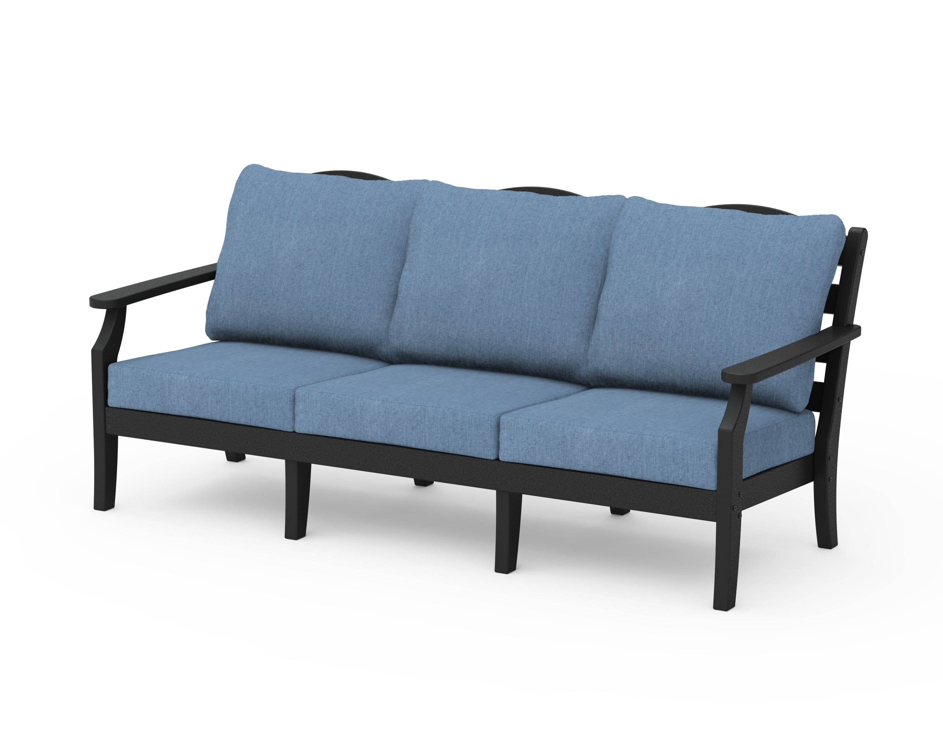 Savannah Deep Seating Sofa in Black / Sky Blue
