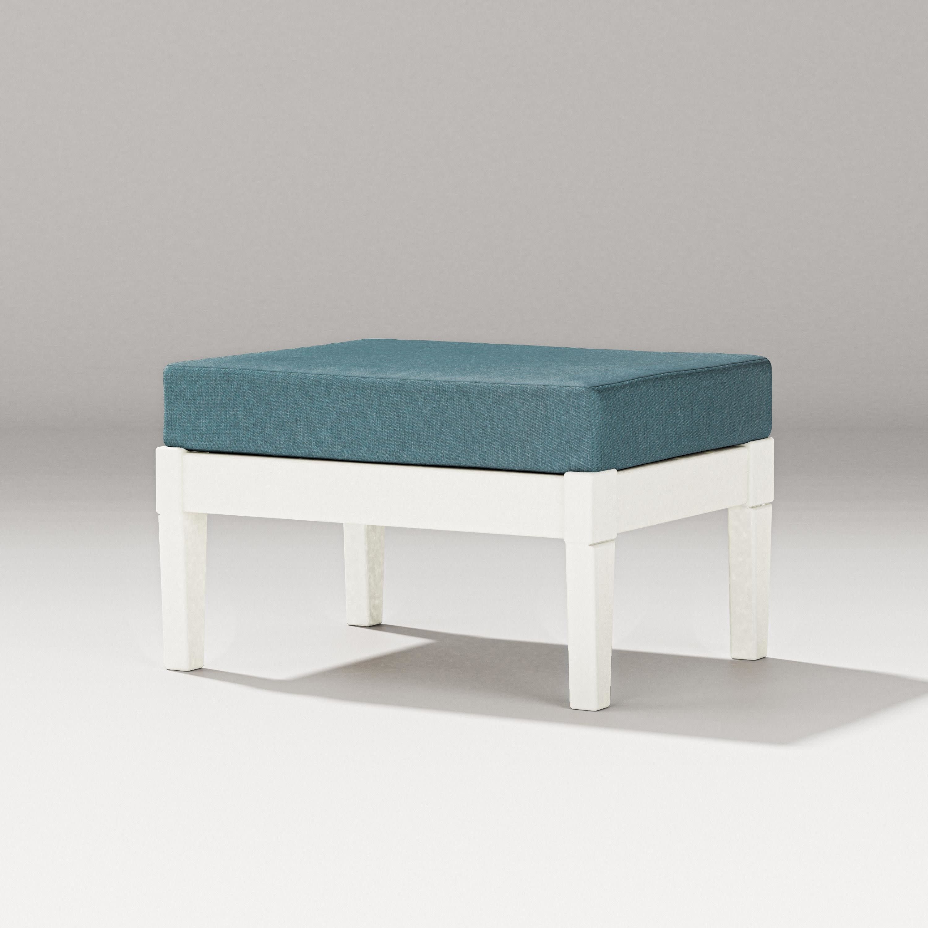Estate Lounge Ottoman in Vintage White / Ocean Teal