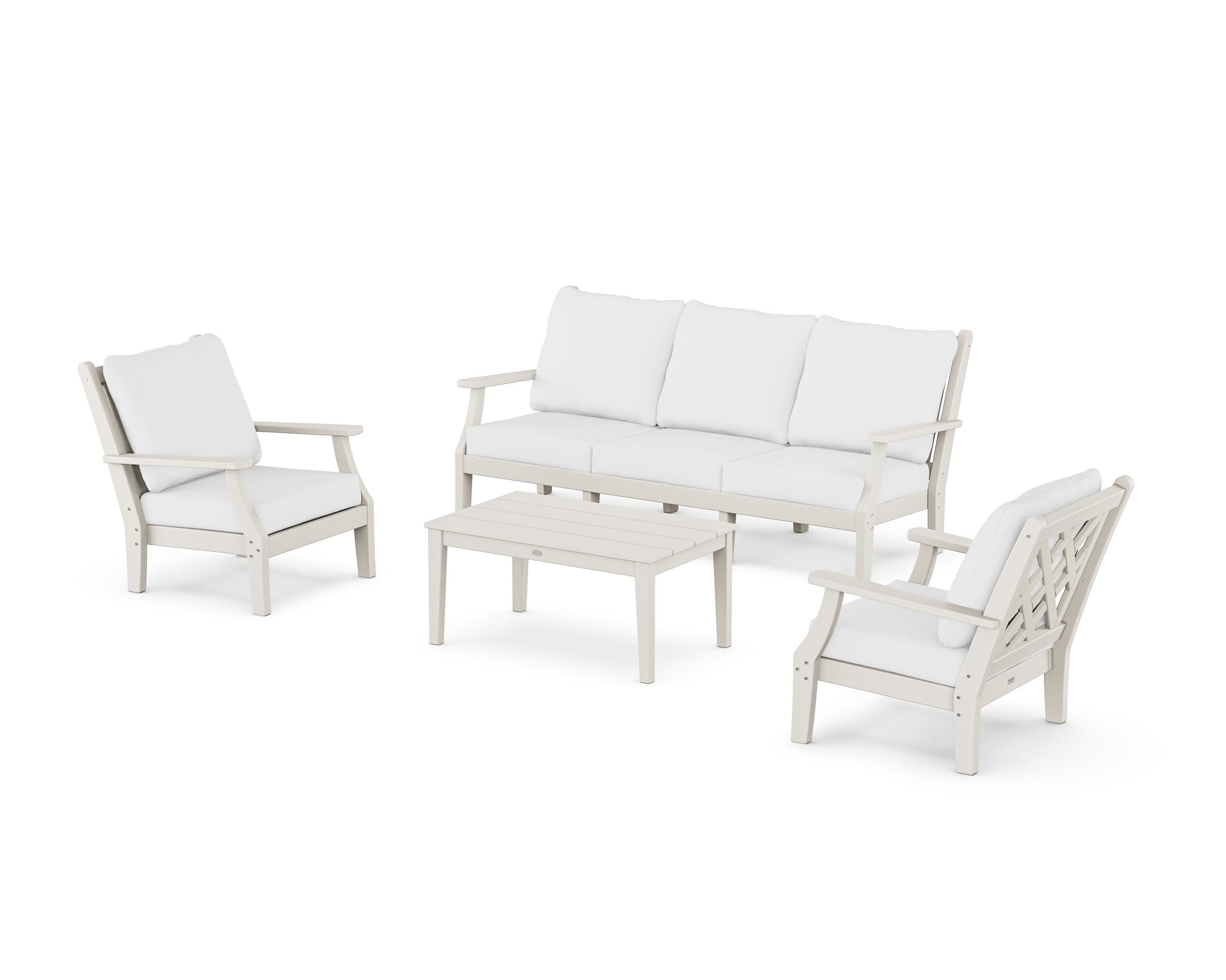 Wovendale 4-Piece Deep Seating Set with Sofa in Sand / Natural