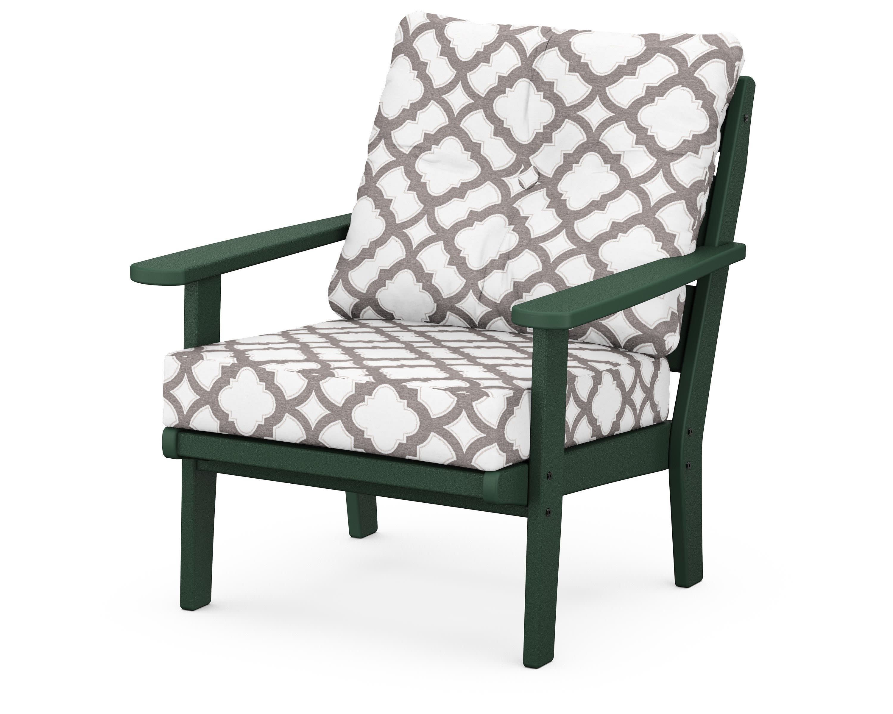 Lakeside Deep Seating Chair in Green / Trellis Grey Mist
