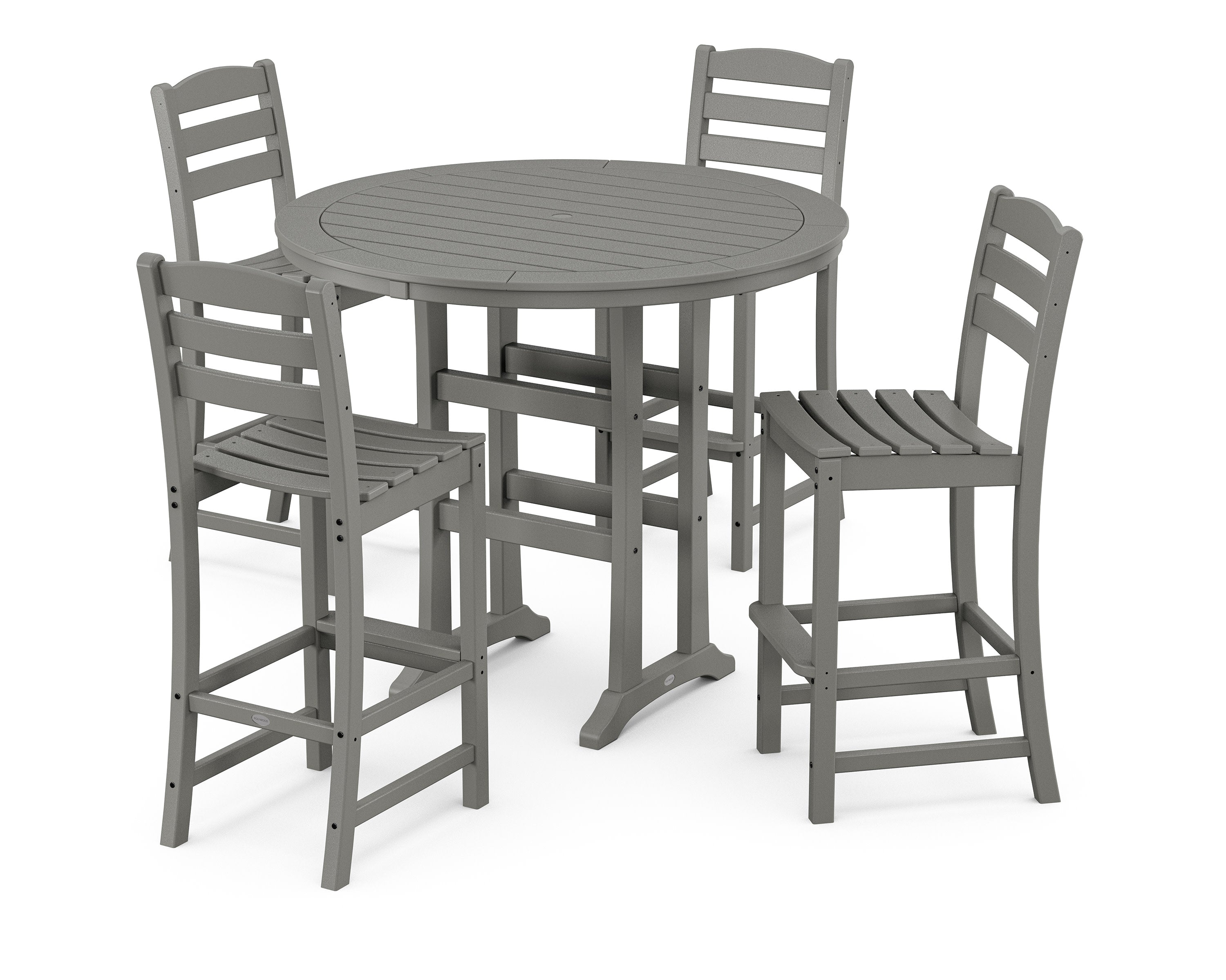 La Casa Caf 5-Piece Side Chair Bar Dining Set in Slate Grey