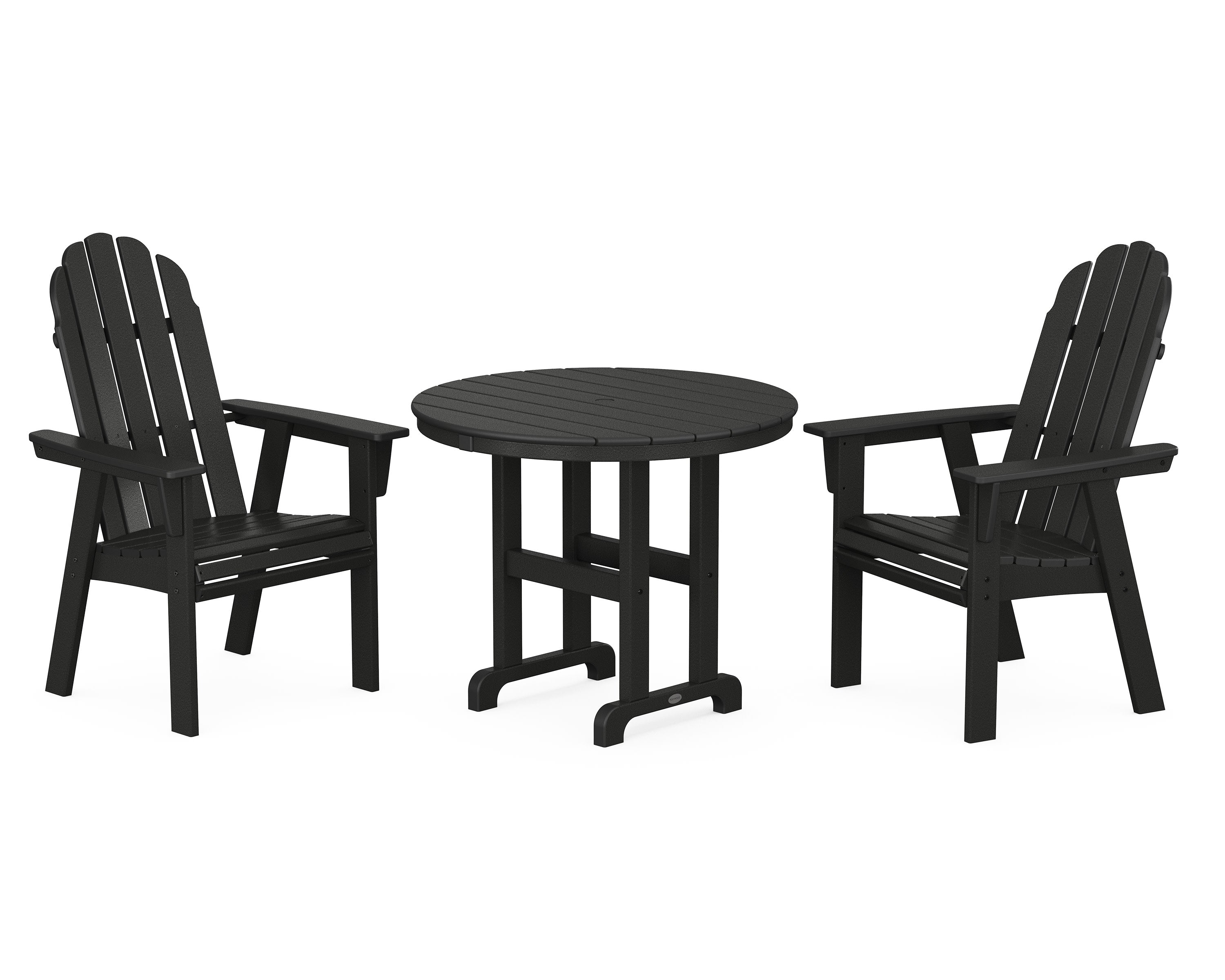 Vineyard Adirondack 3-Piece Round Dining Set in Black