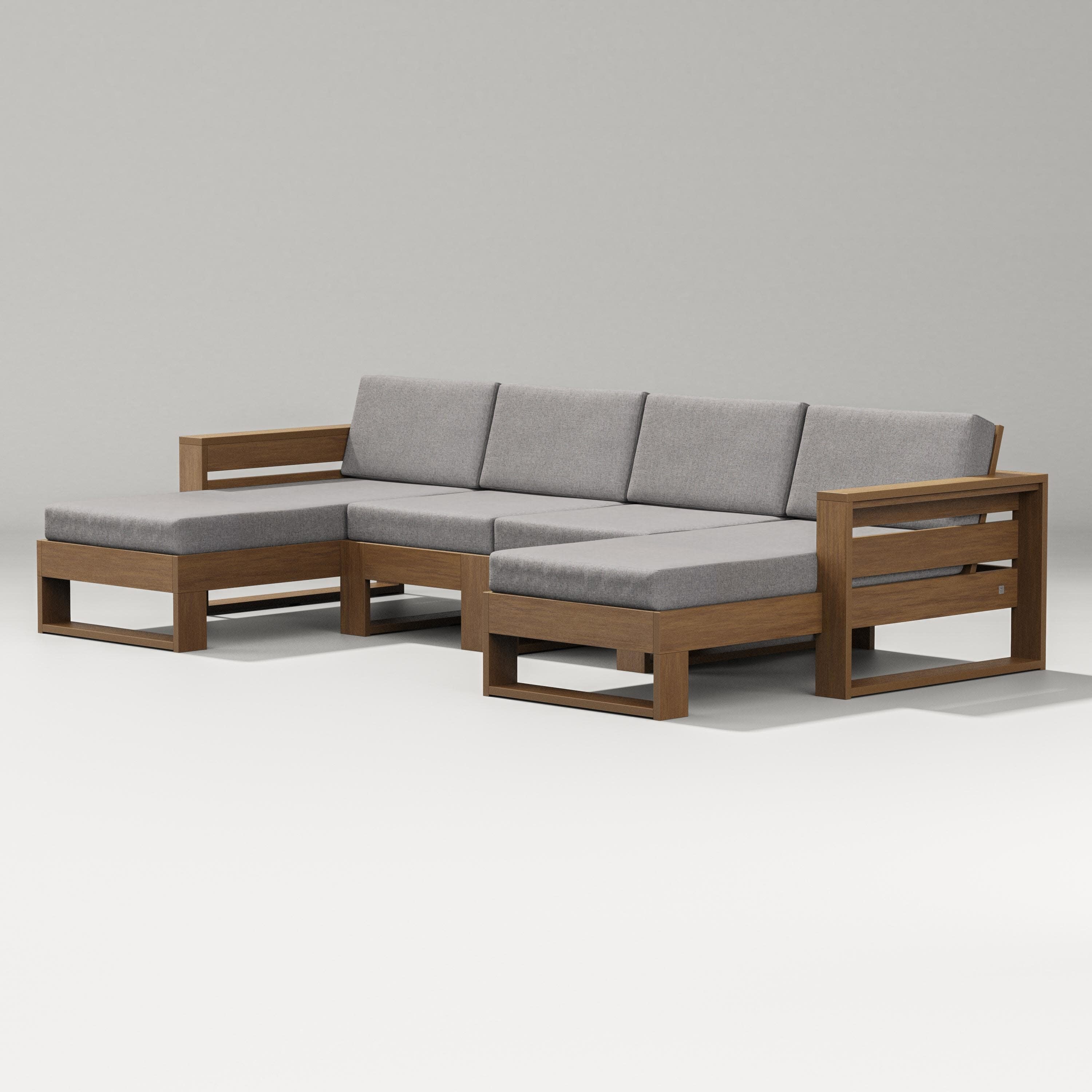 Latitude Double Chaise Sectional in Natural / Grey Mist