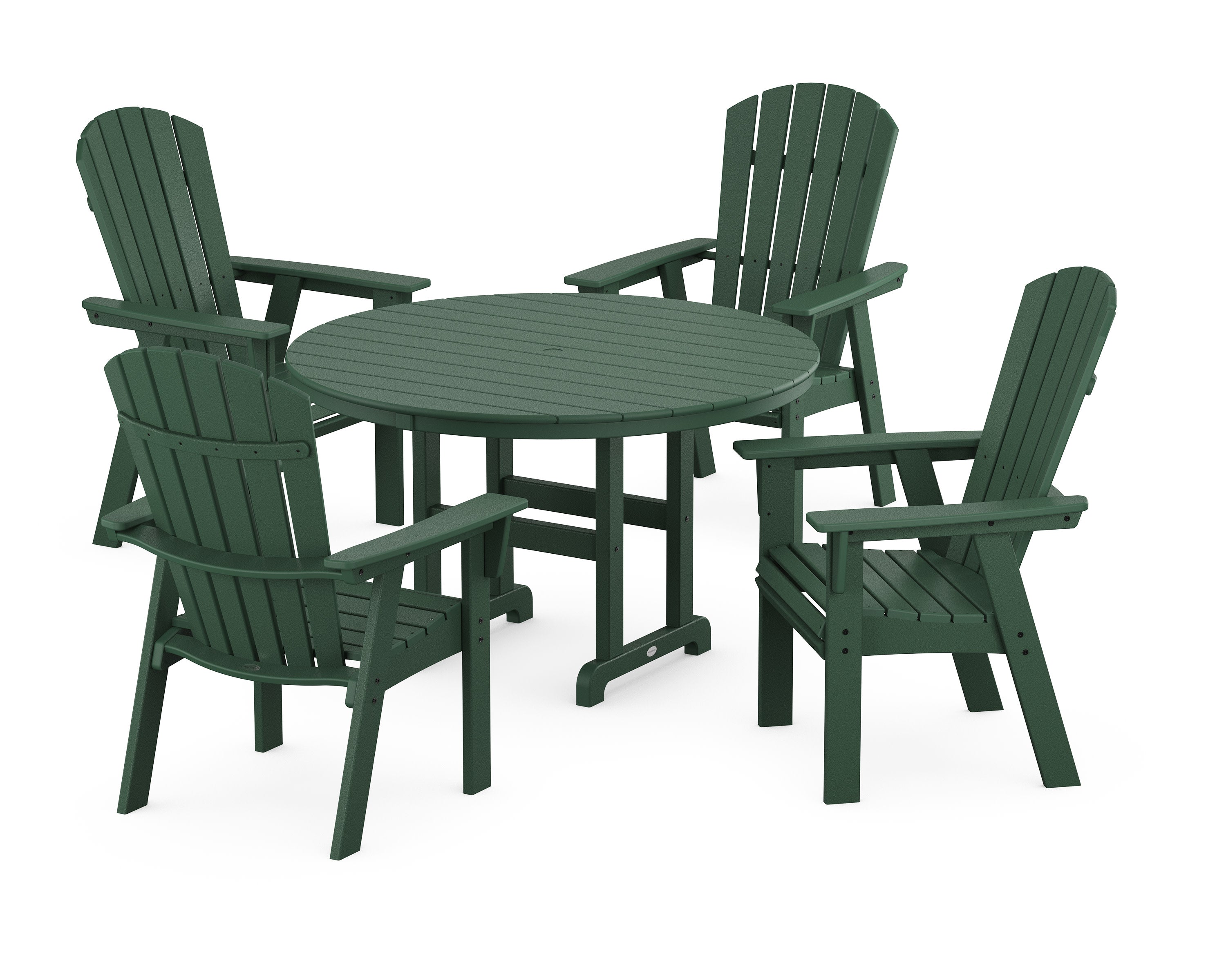 Nautical Adirondack 5-Piece Round Farmhouse Dining Set in Green