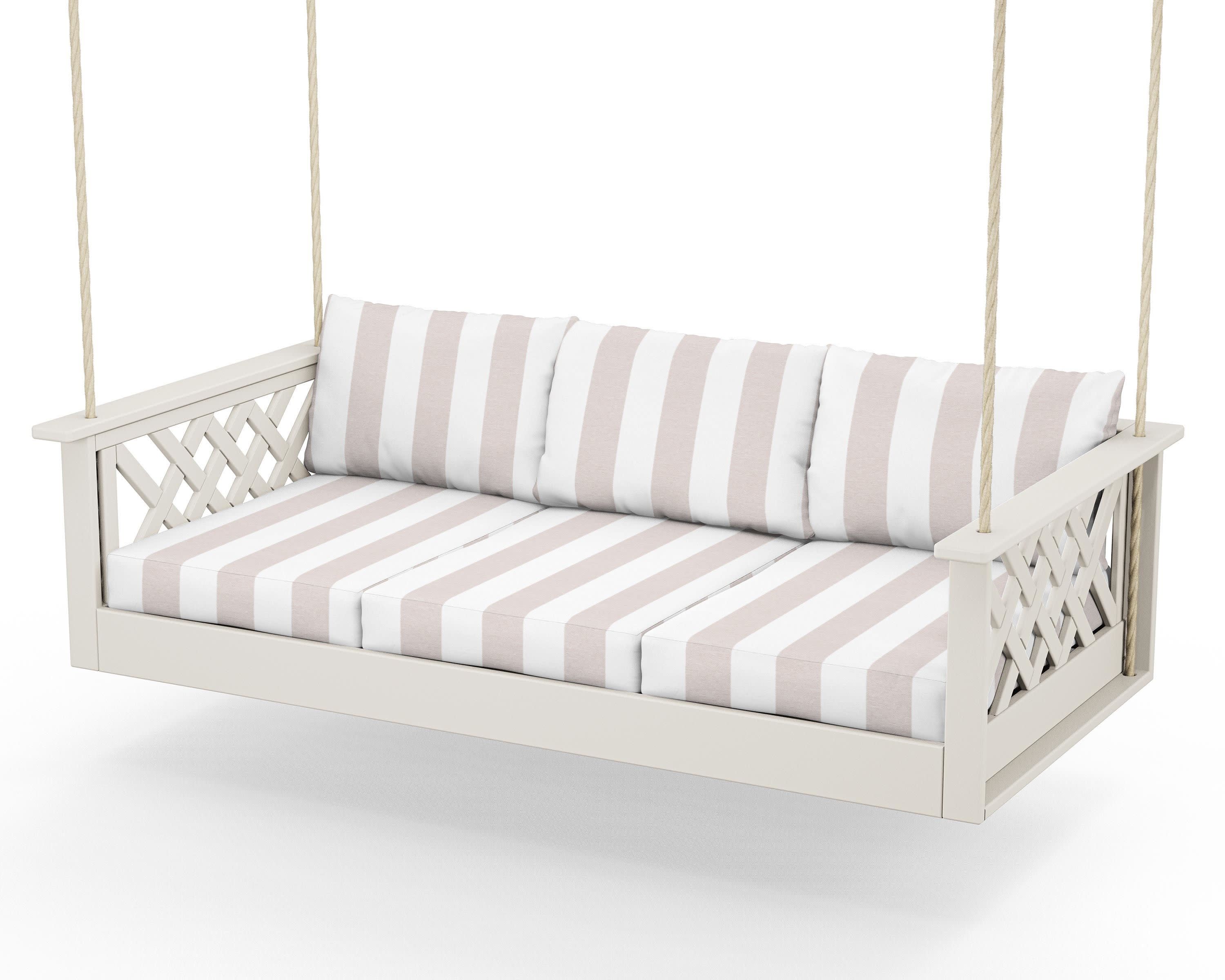 Wovendale Daybed Swing in Sand / Cabana Stripe Dune Burlap