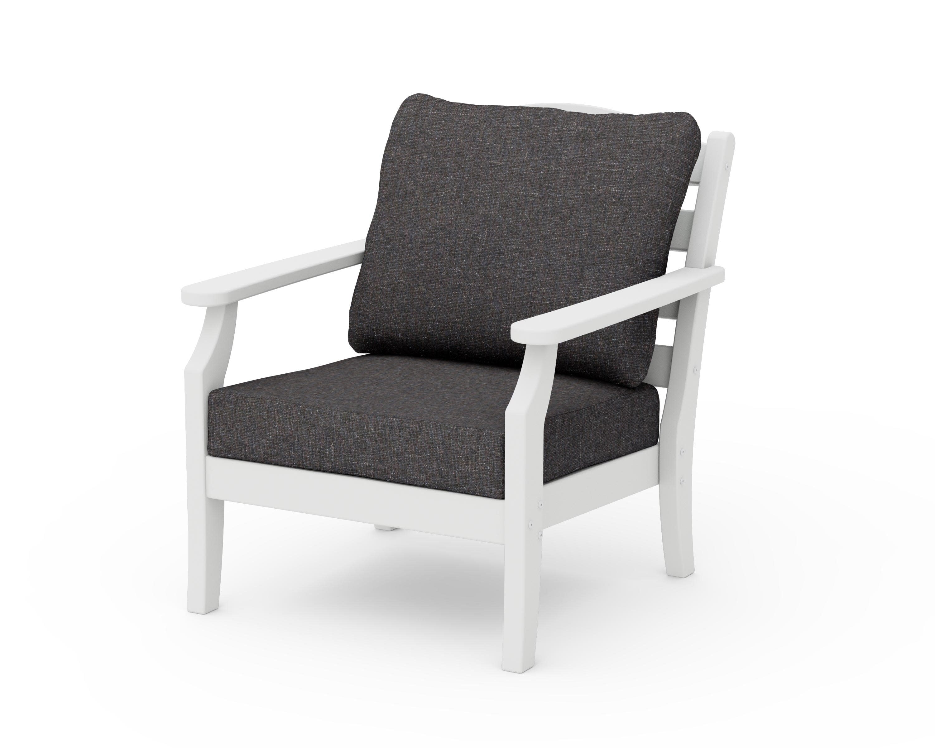 Savannah Deep Seating Chair in White / Ash Charcoal