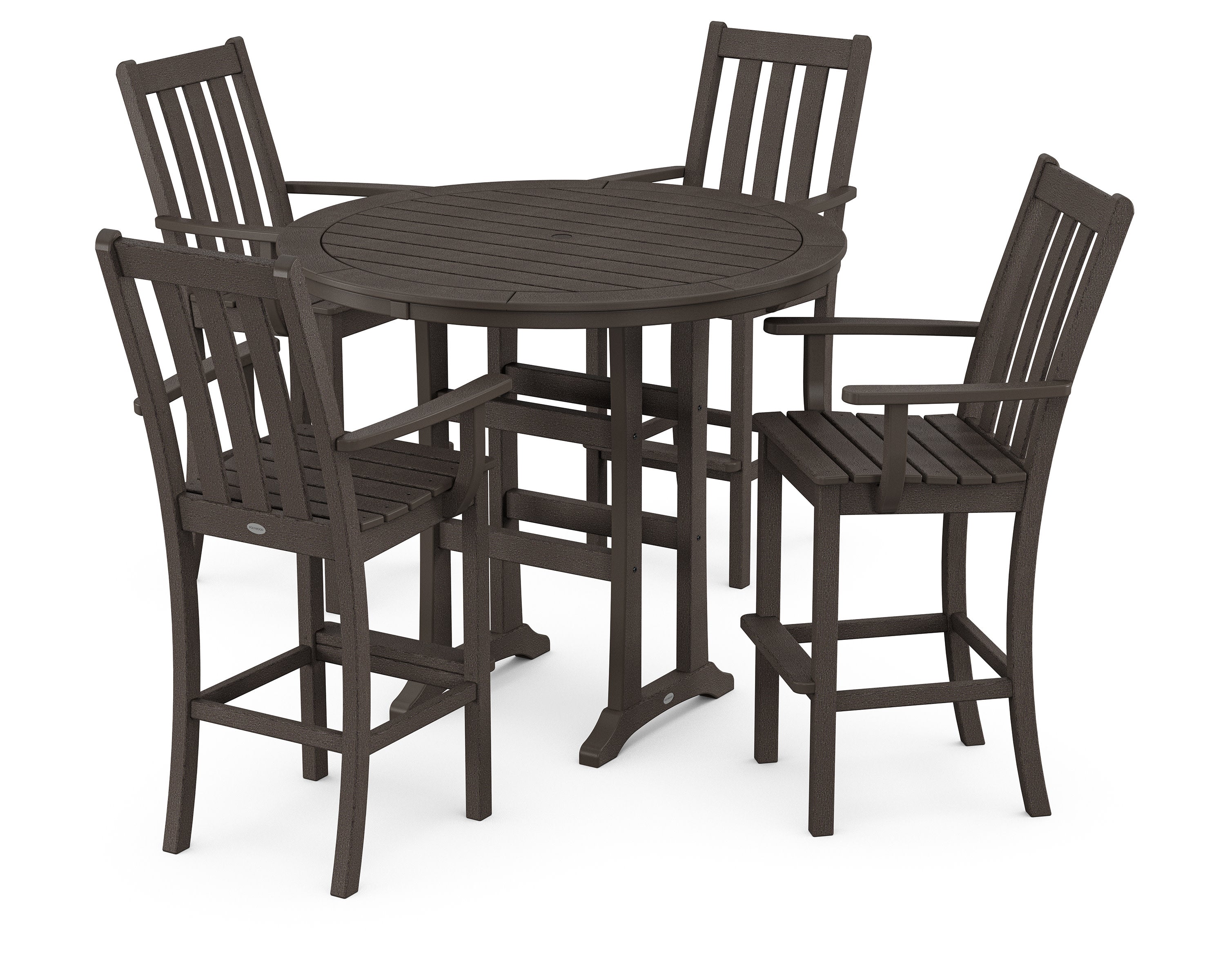 Vineyard 5-Piece Round Bar Set in Vintage Coffee