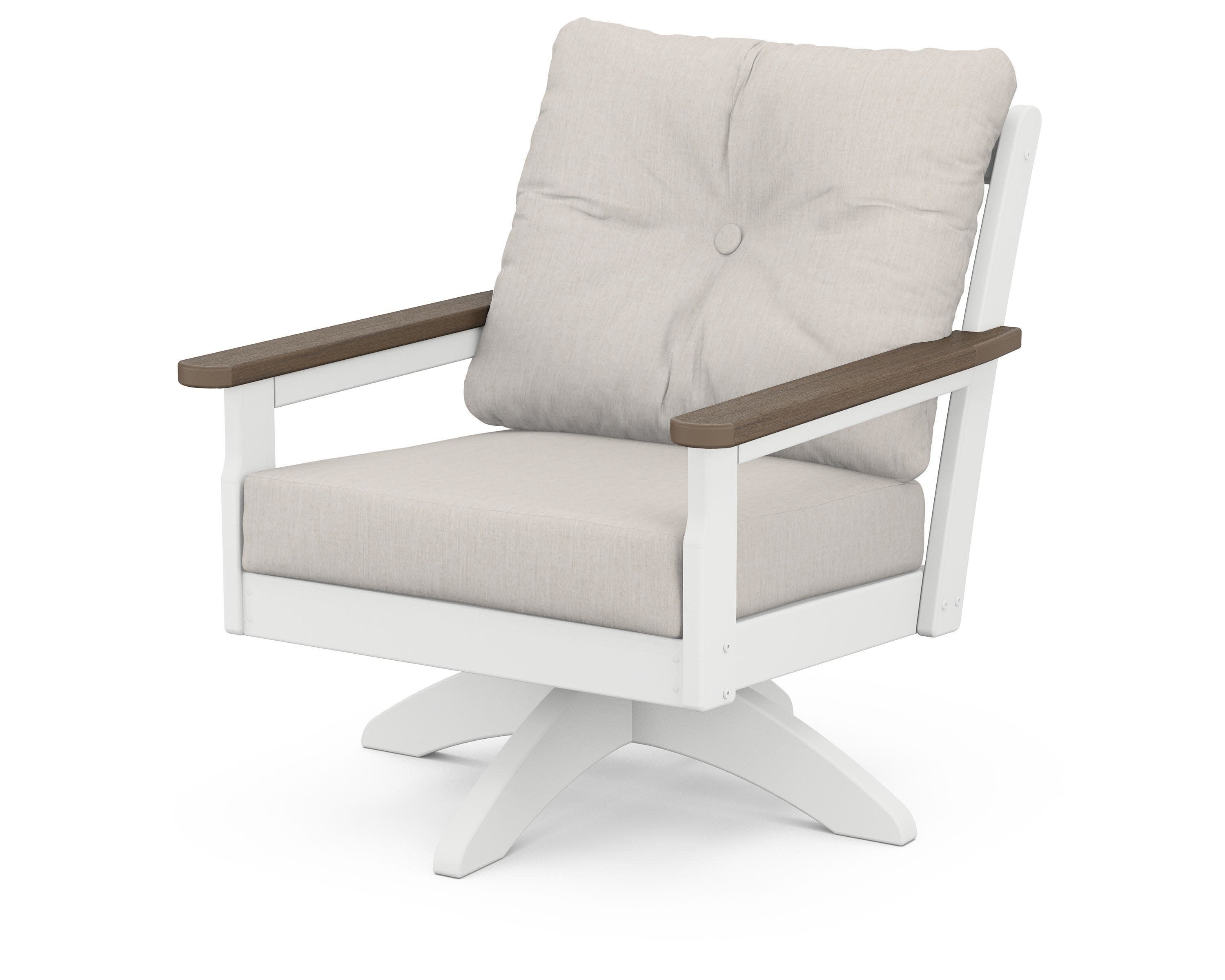 Vineyard Deep Seating Swivel Chair in White / Kona / Cast Ash