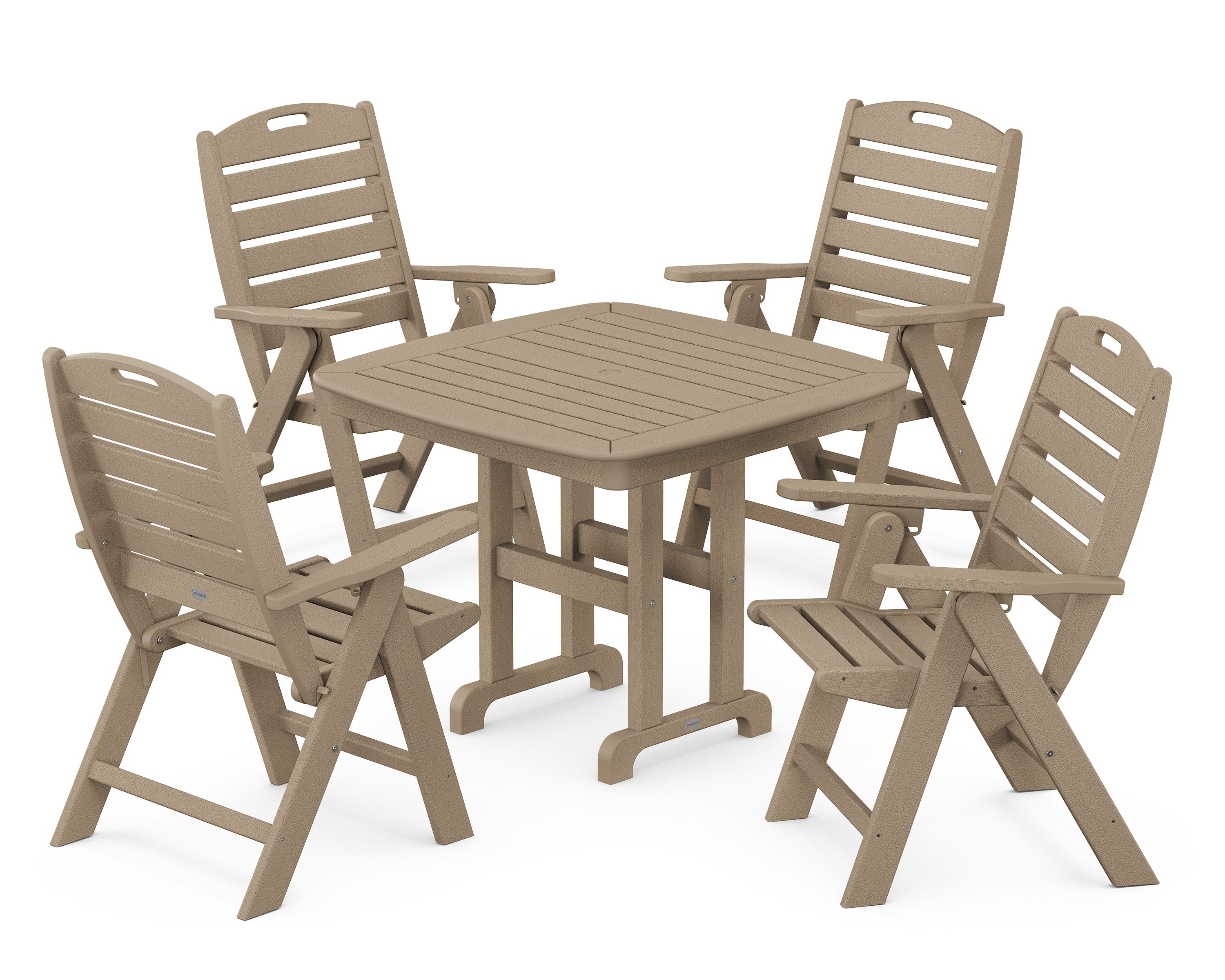 Nautical Folding Highback Chair 5-Piece Dining Set in Vintage Sahara