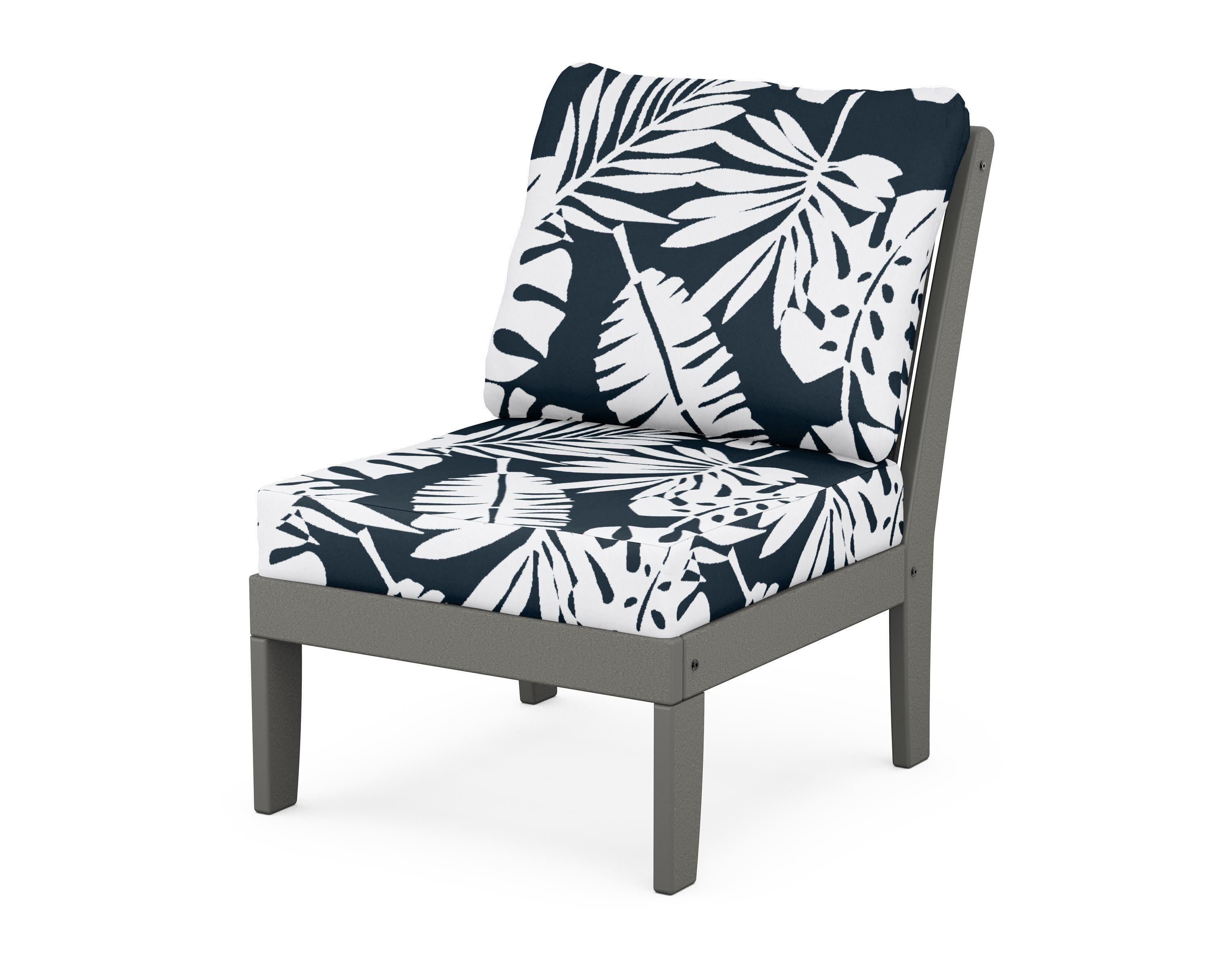 Braxton Modular Armless Chair in Slate Grey / Leaf Marine Indigo