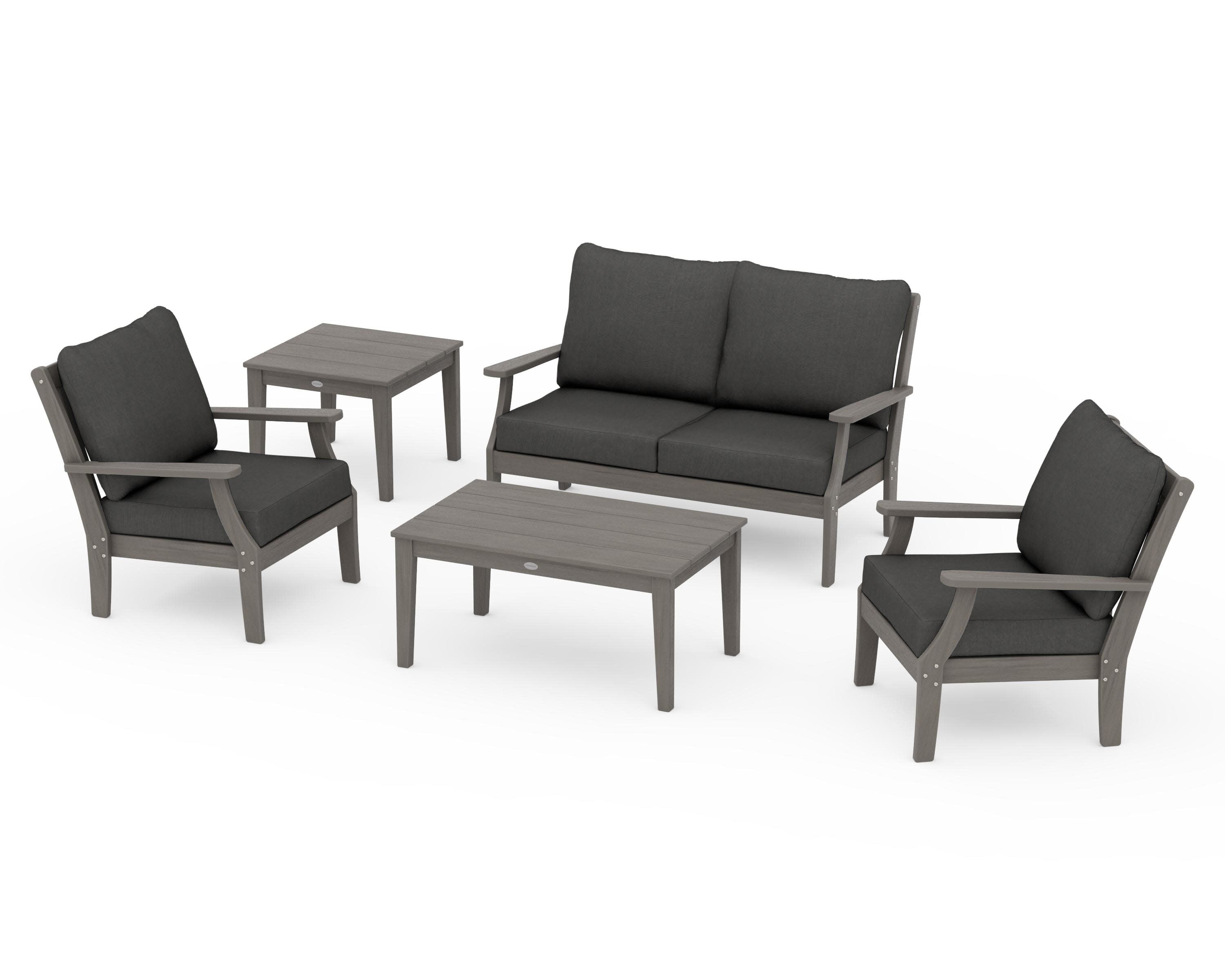 Braxton 5-Piece Deep Seating Set in Driftwood / Spectrum Carbon