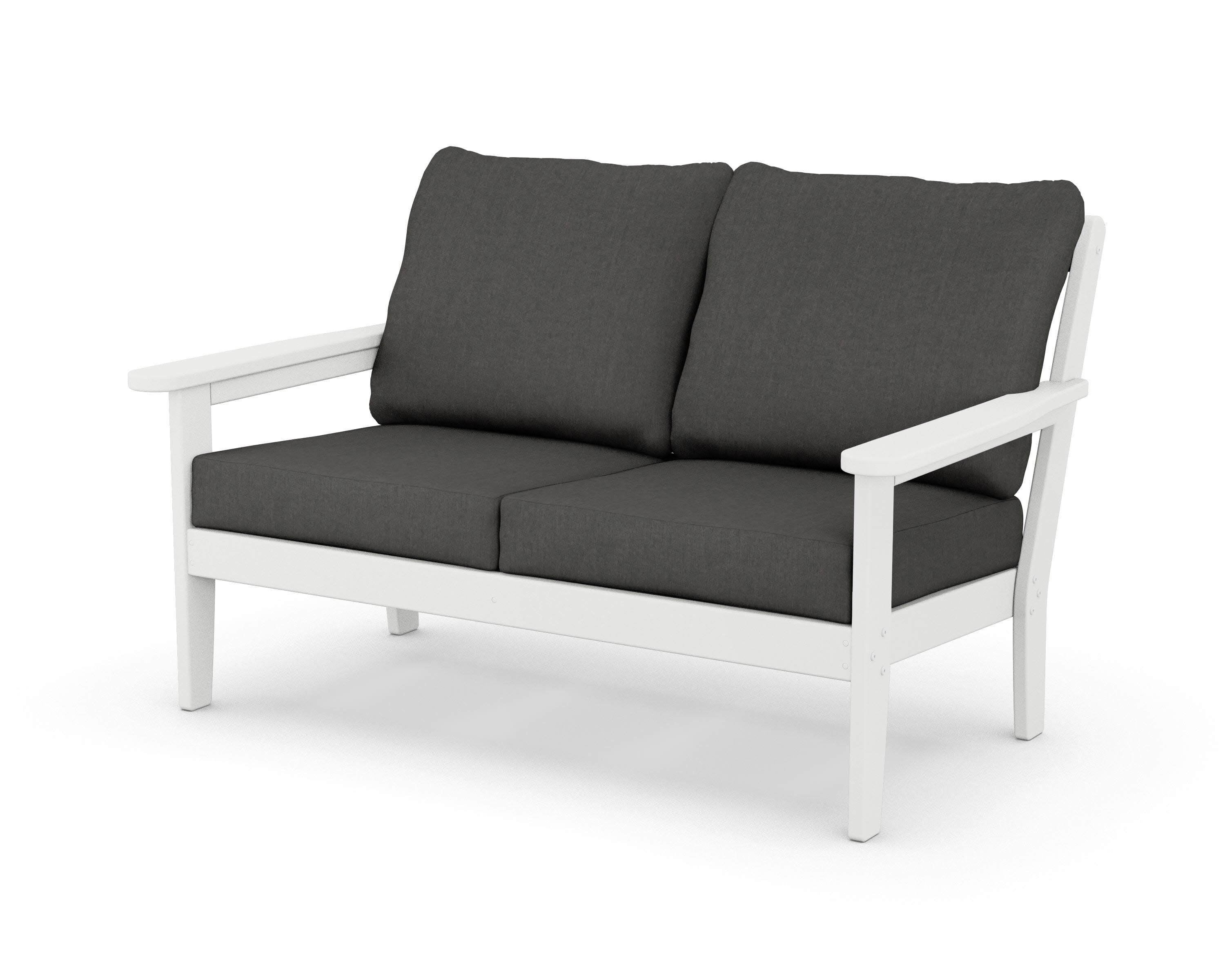 Cottage Deep Seating Loveseat in White / Spectrum Carbon