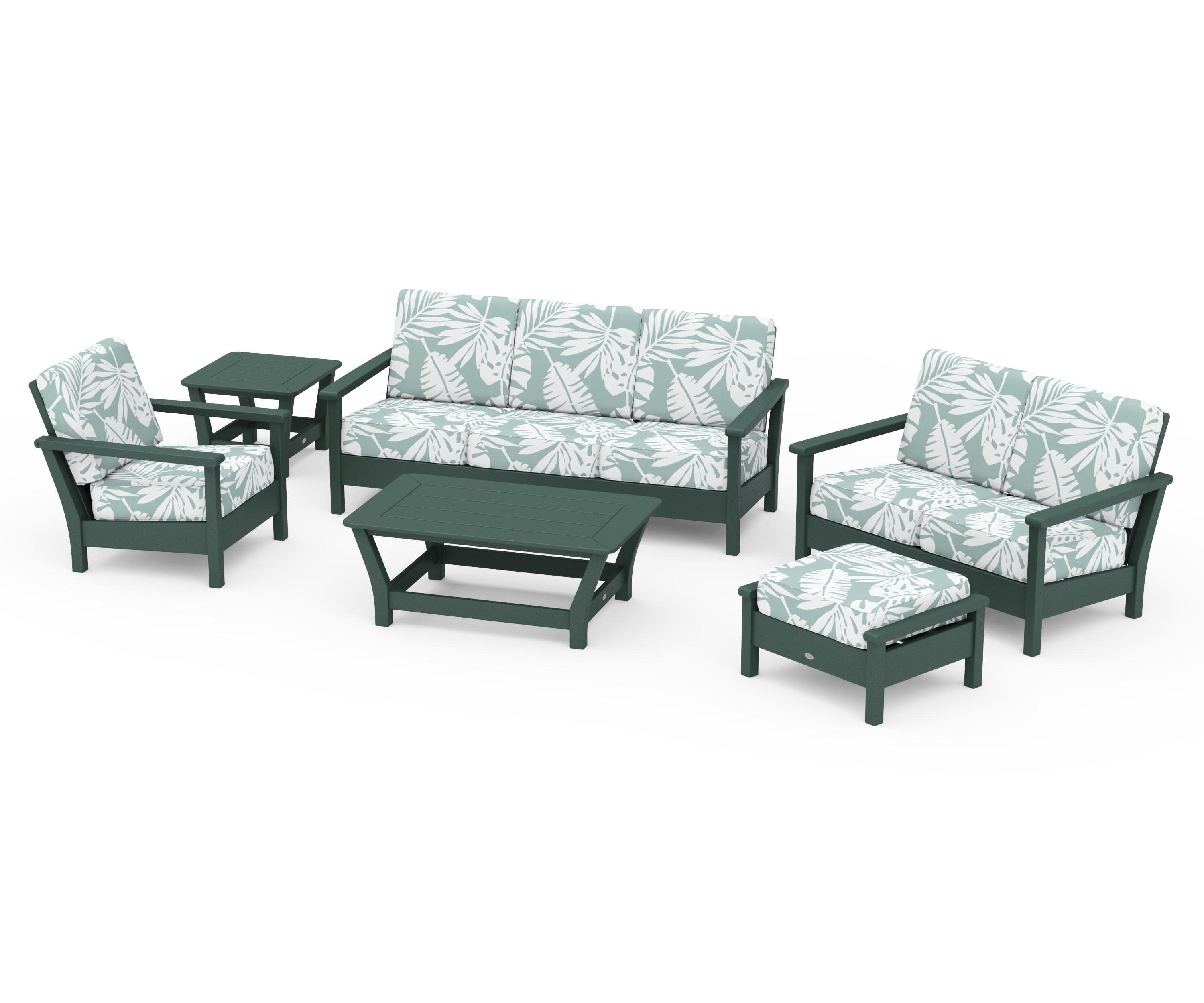 Harbour 6-Piece Outdoor Living Set in Green / Leaf Glacier Spa