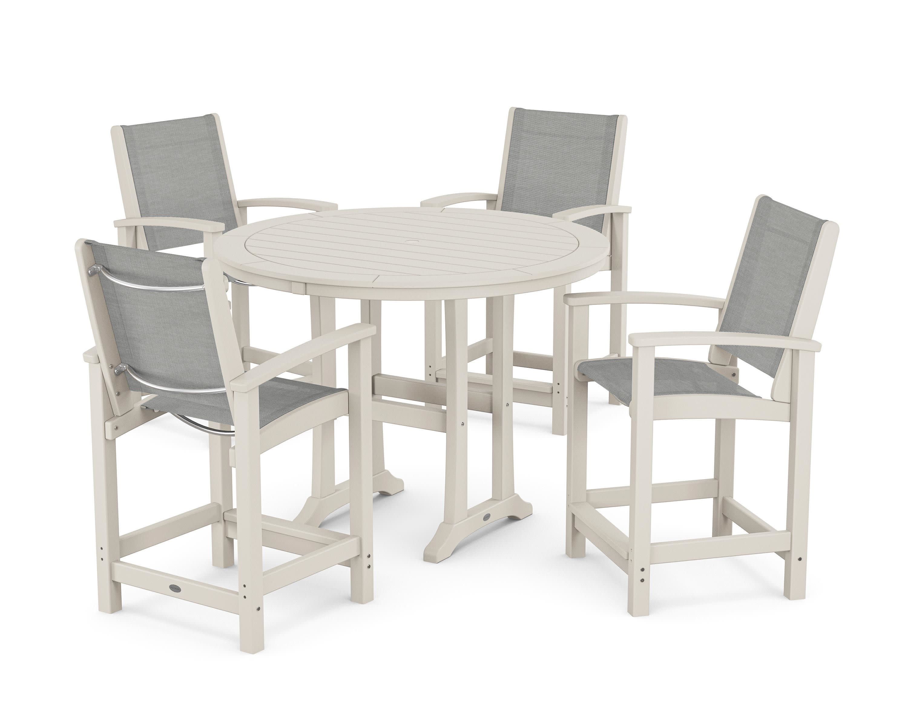 Coastal 5-Piece Counter Set in Sand / Metallic Sling