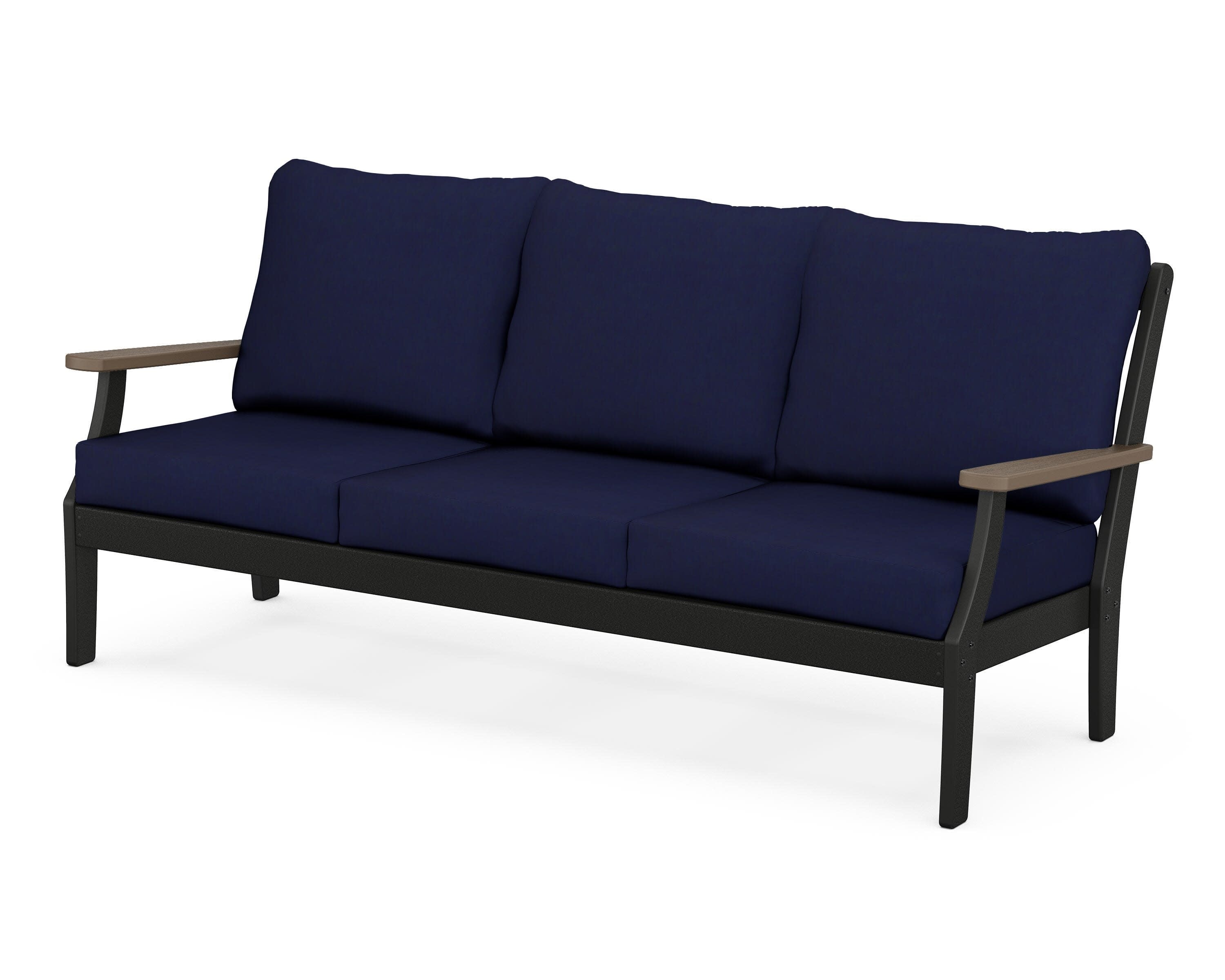 Braxton Deep Seating Sofa in Black / Kona / Navy